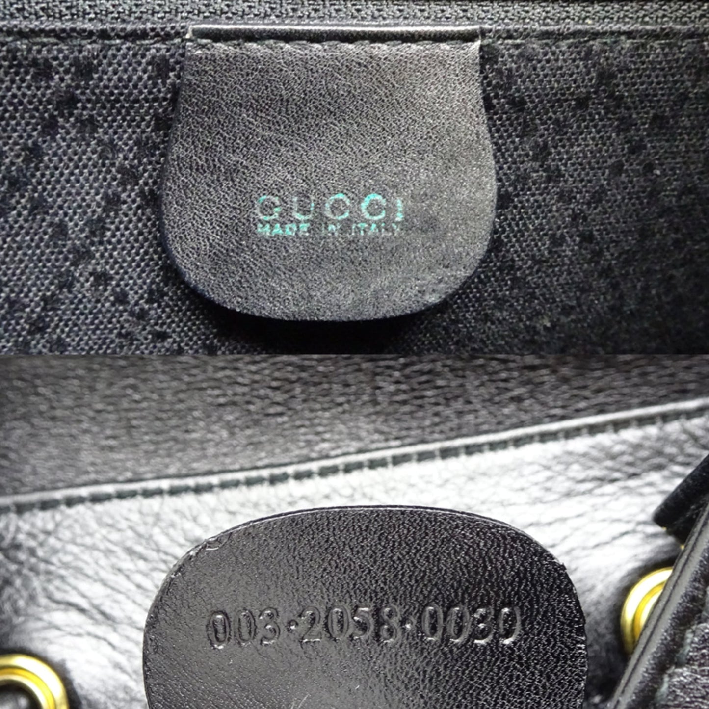 Gucci Black Leather Bamboo Backpack ( )
