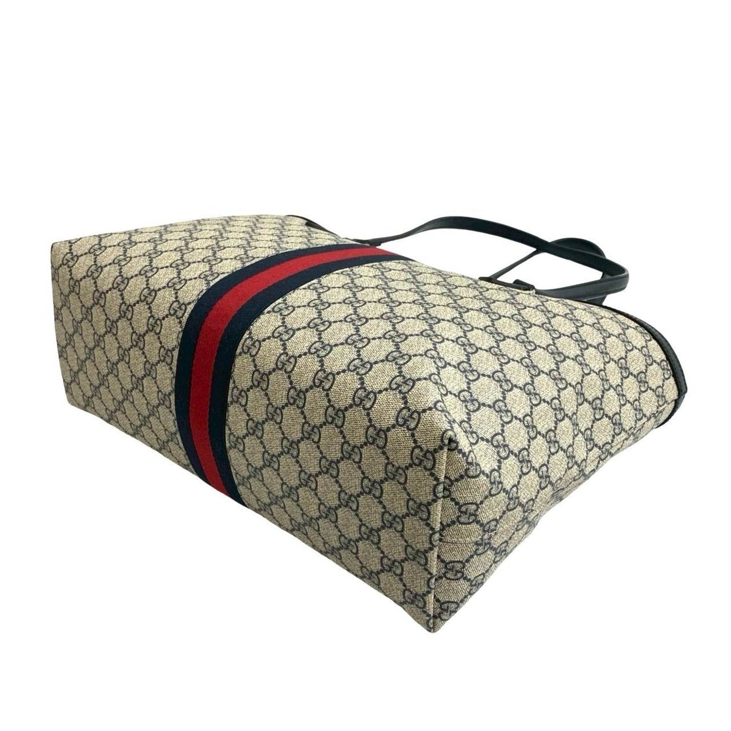 Gucci Navy Red Color Leather Pvc Handbag Shoulder Bag Tote Bag ( )