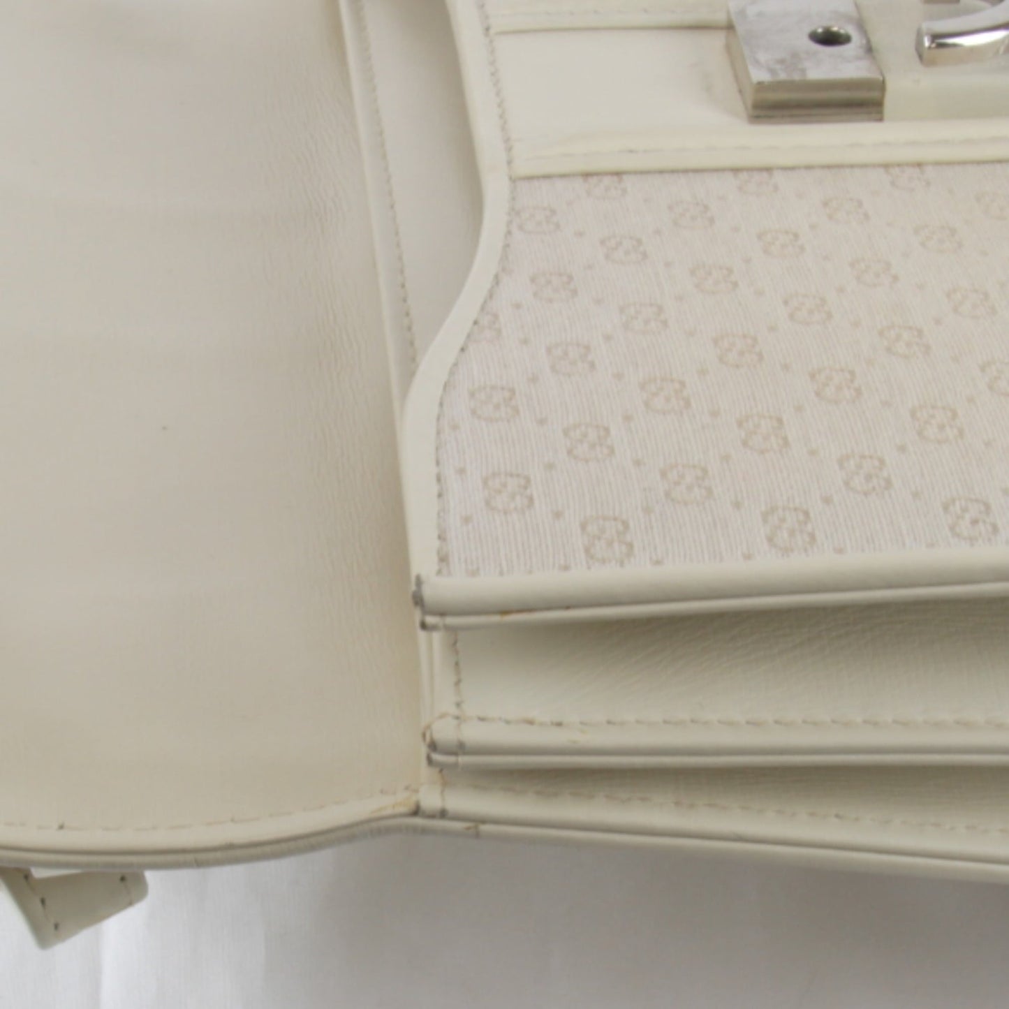 Gucci Microguccissima White Canvas Leather Shoulder Bag ( )