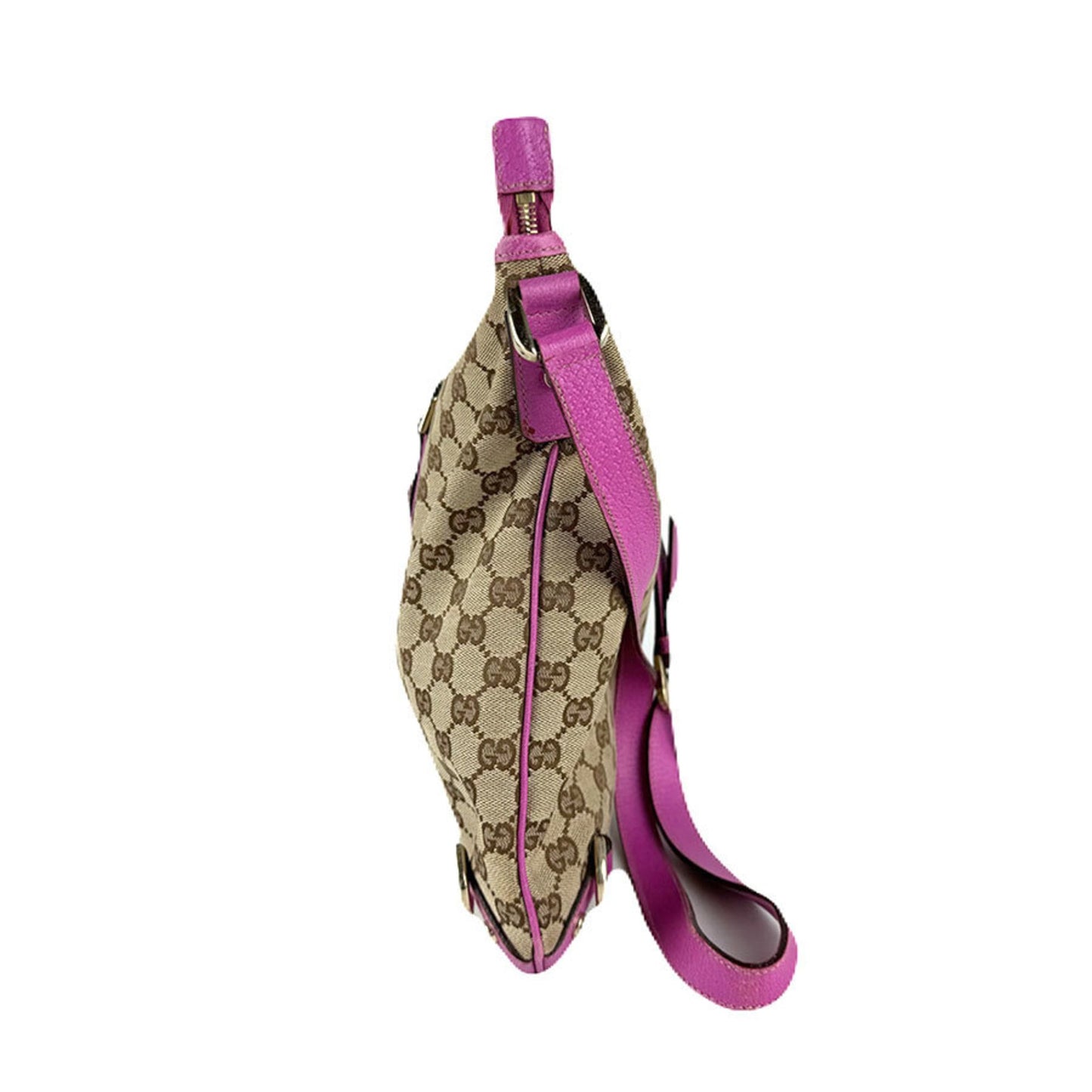 Gucci Brown Purple Gg Canvas Leather Shoulder Bag ( )