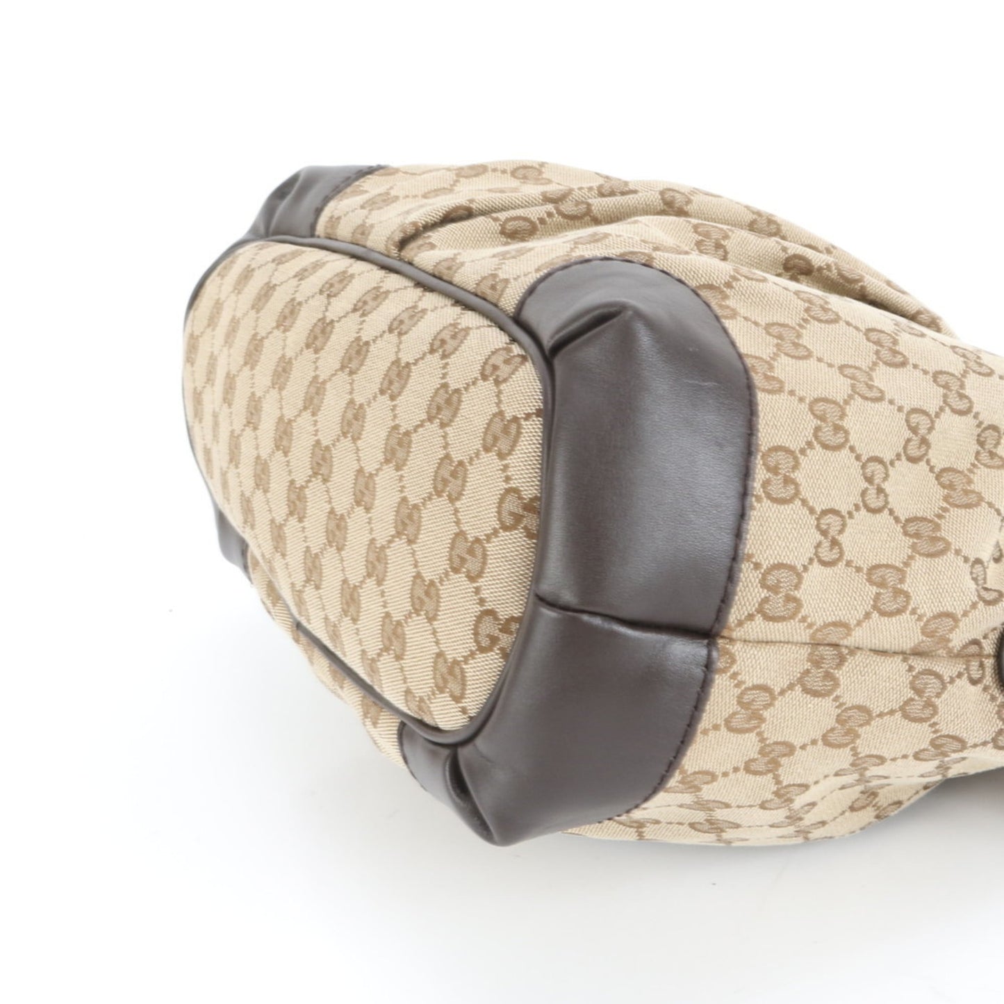 Gucci Brown Leather Canvas Shoulder Bag ( )