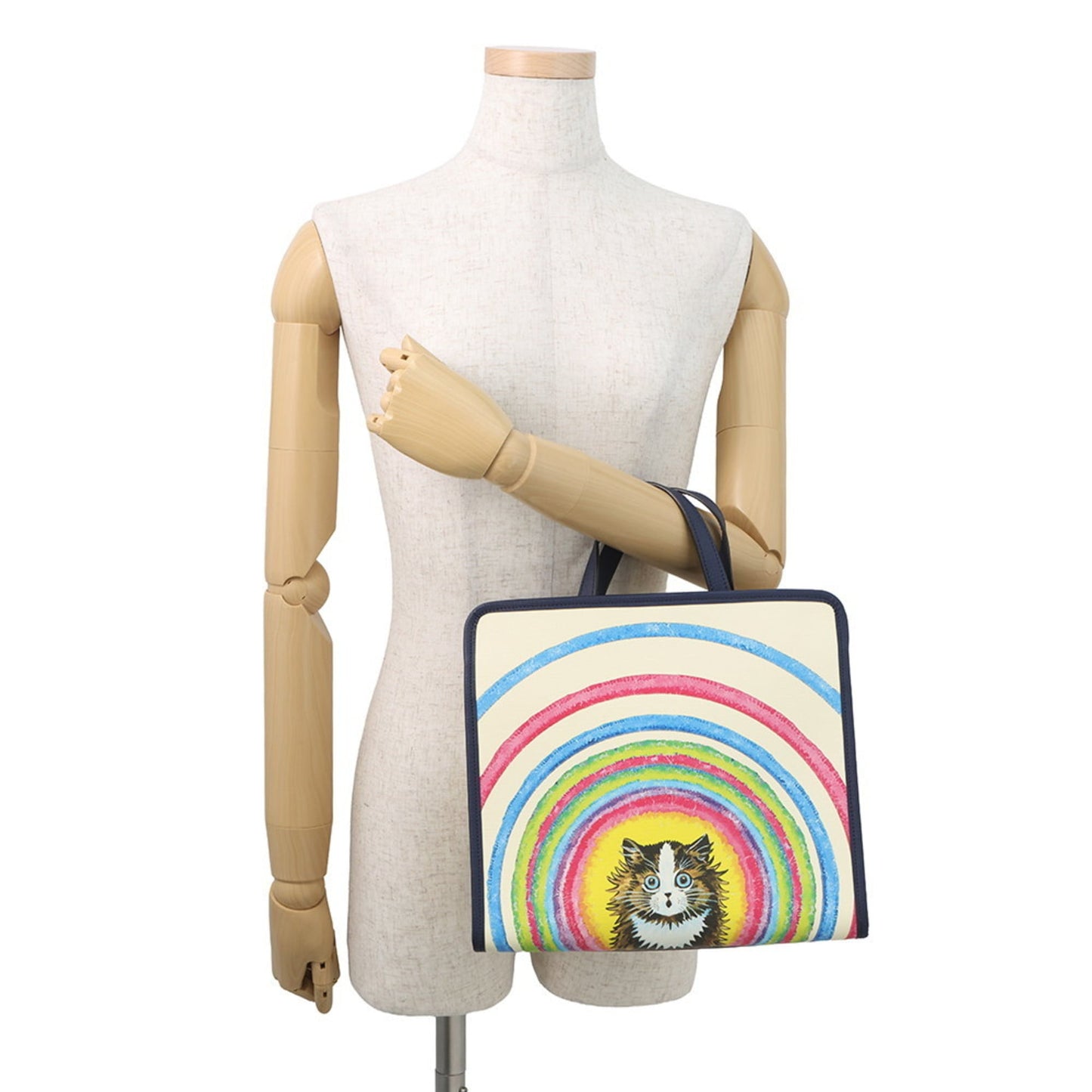 Gucci Ivory Multi-Color Navy Leather Shoulder Bag Tote Bag ( )