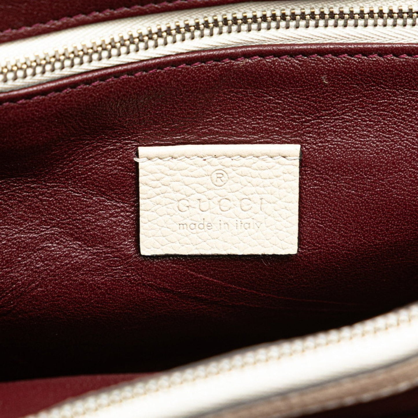 Gucci Gold Silver White Leather Handbag Shoulder Bag ( )