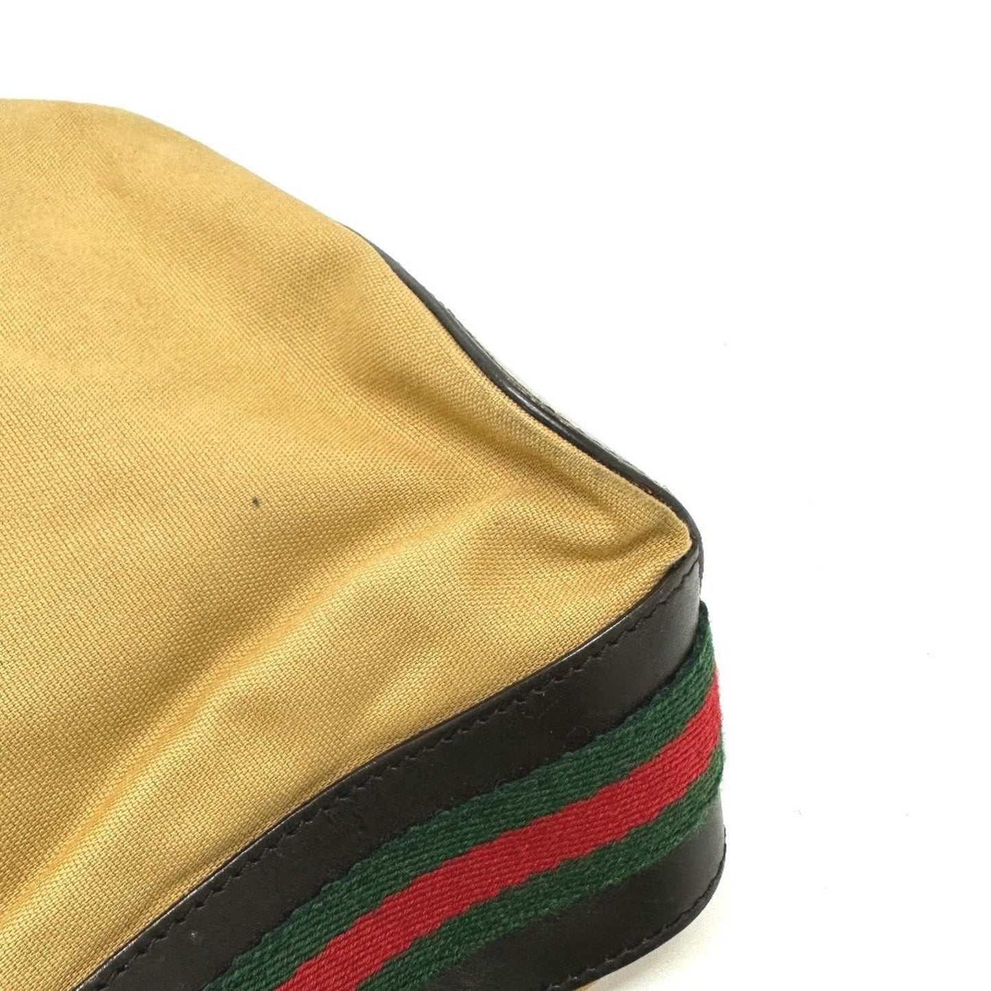 Gucci Beige Leather Canvas Shoulder Bag ( )