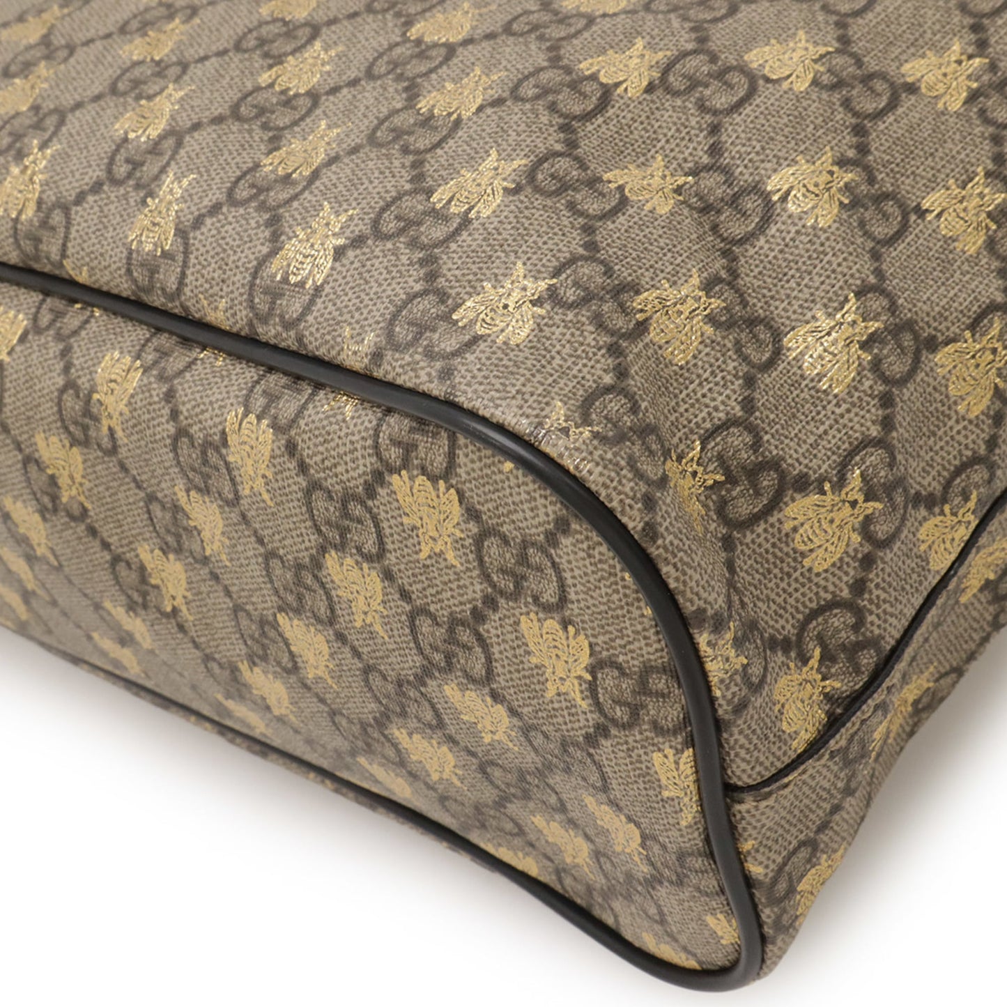 Gucci Beige Brown Gg Supreme Canvas Pvc Coated Canvas Leather Handbag Shoulder Bag Tote Bag ( )