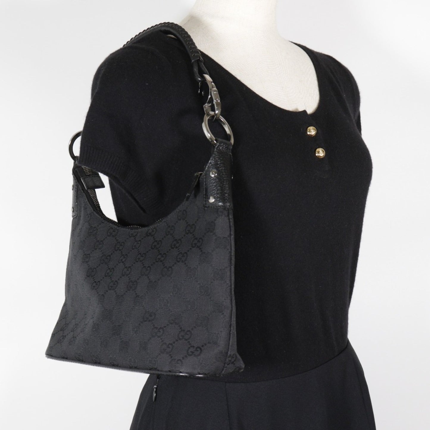 Gucci Gg Canvas Black Gg Canvas Shoulder Bag ( )