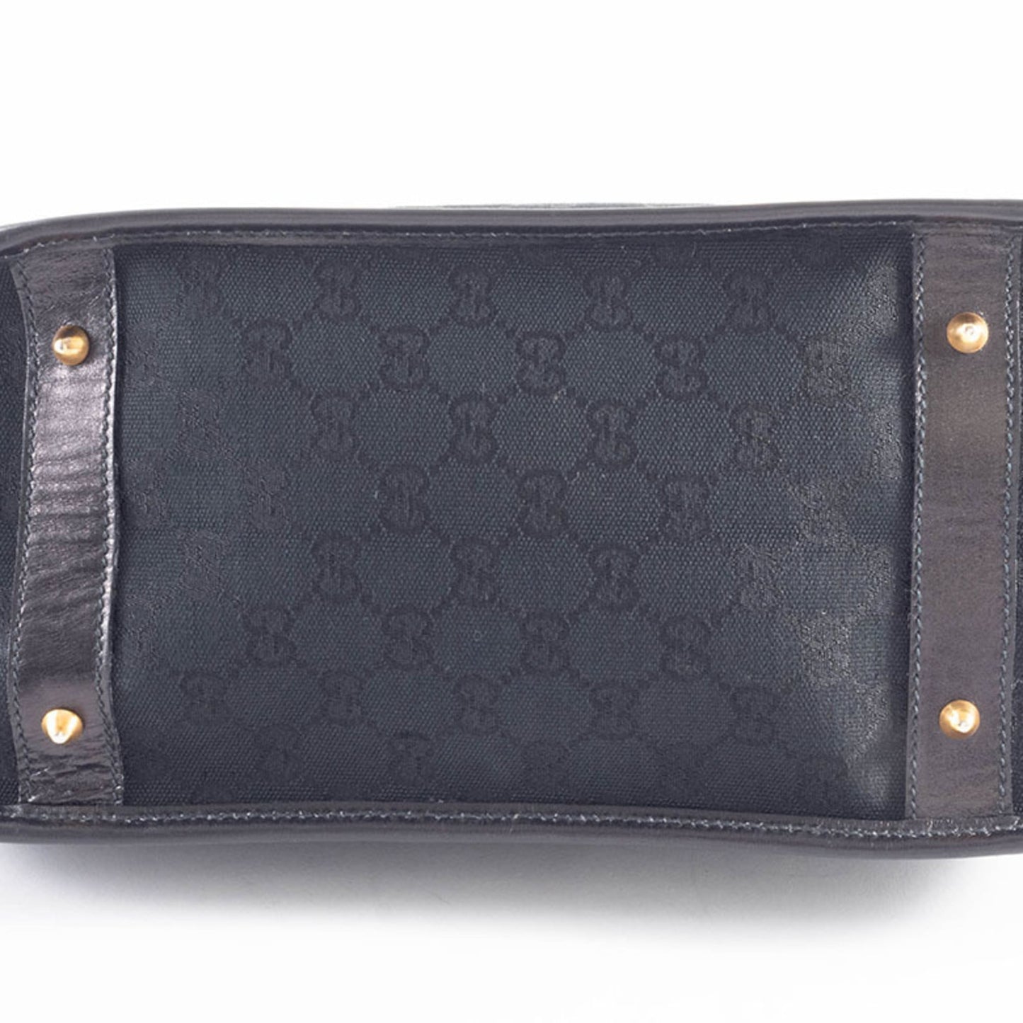 Gucci Black Gg Canvas Leather Handbag ( )