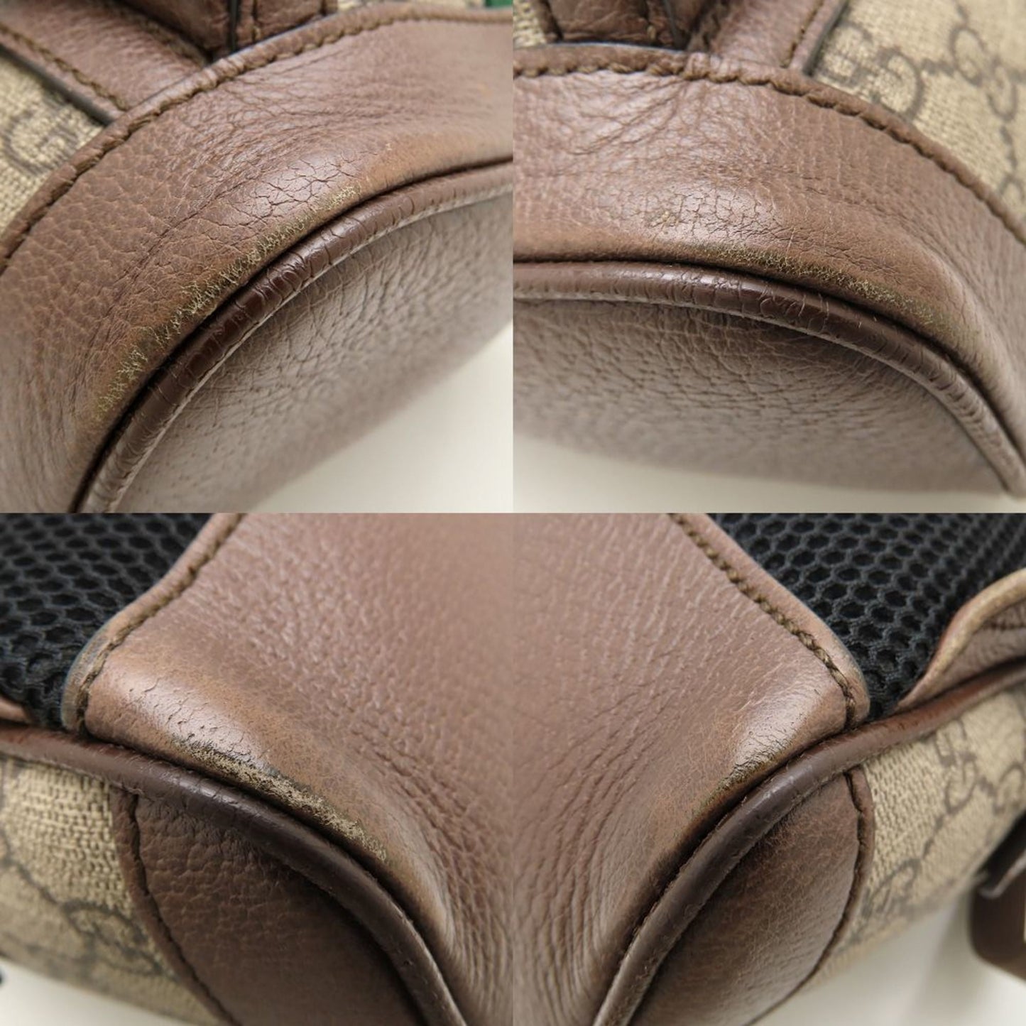 Gucci Beige Brown Gg Supreme Canvas Leather Backpack ( )