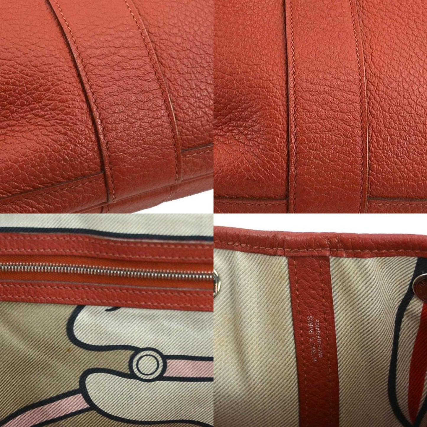 Hermes Red Color Country Leather Handbag Tote Bag ( )