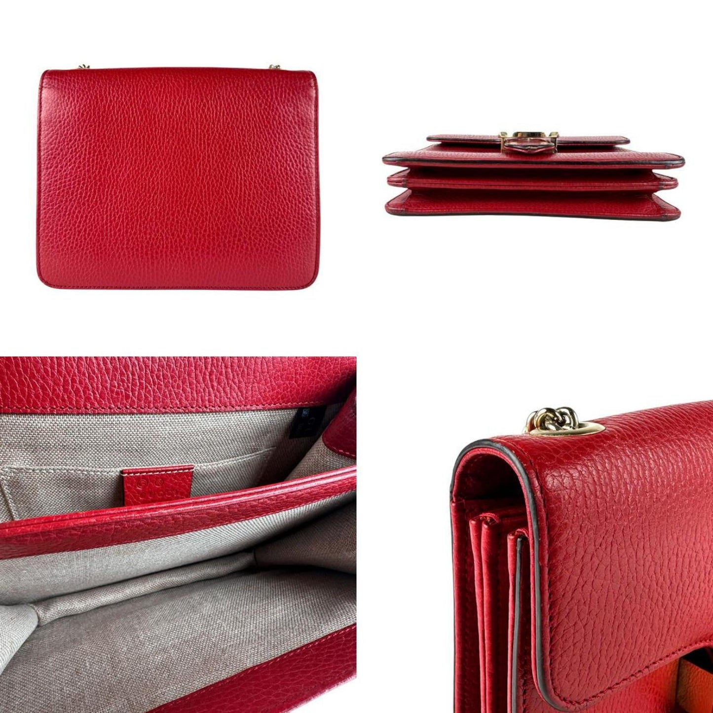Gucci Red Color Leather Shoulder Bag ( )