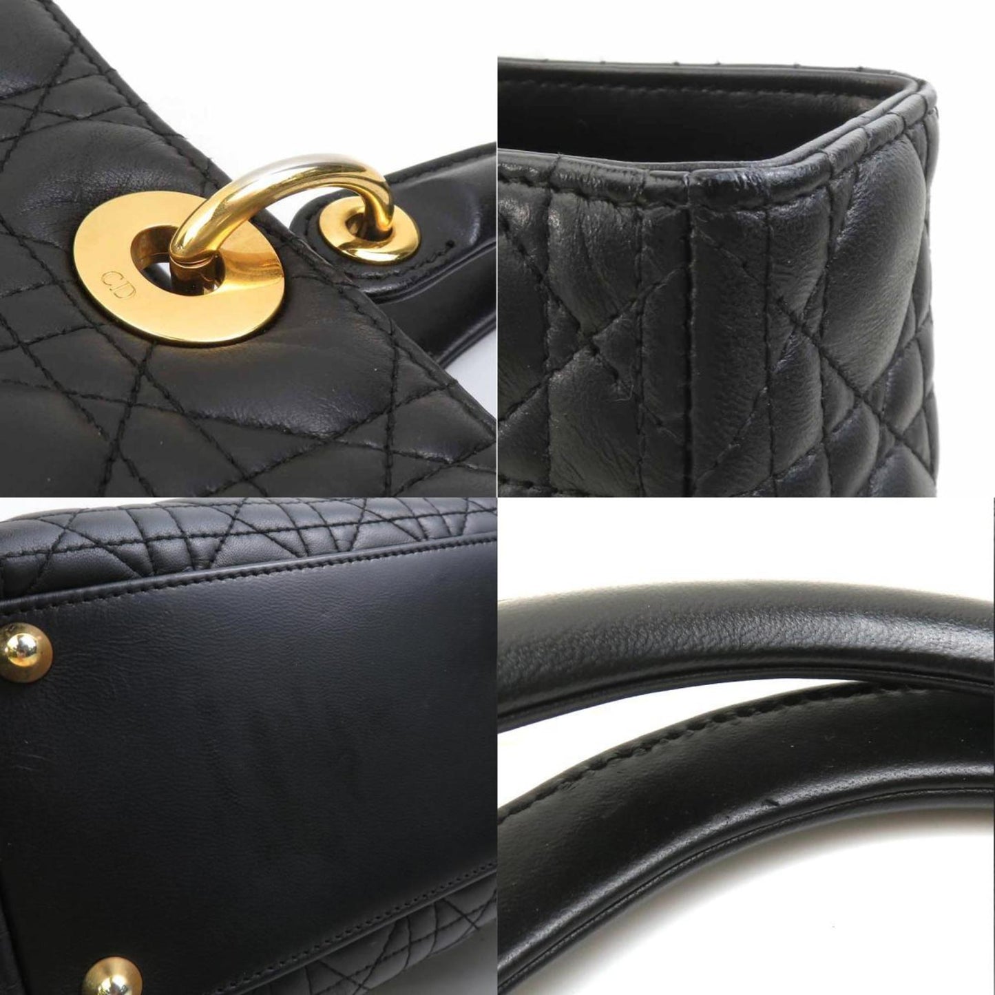 Christian Dior Black Leather Handbag Shoulder Bag ()