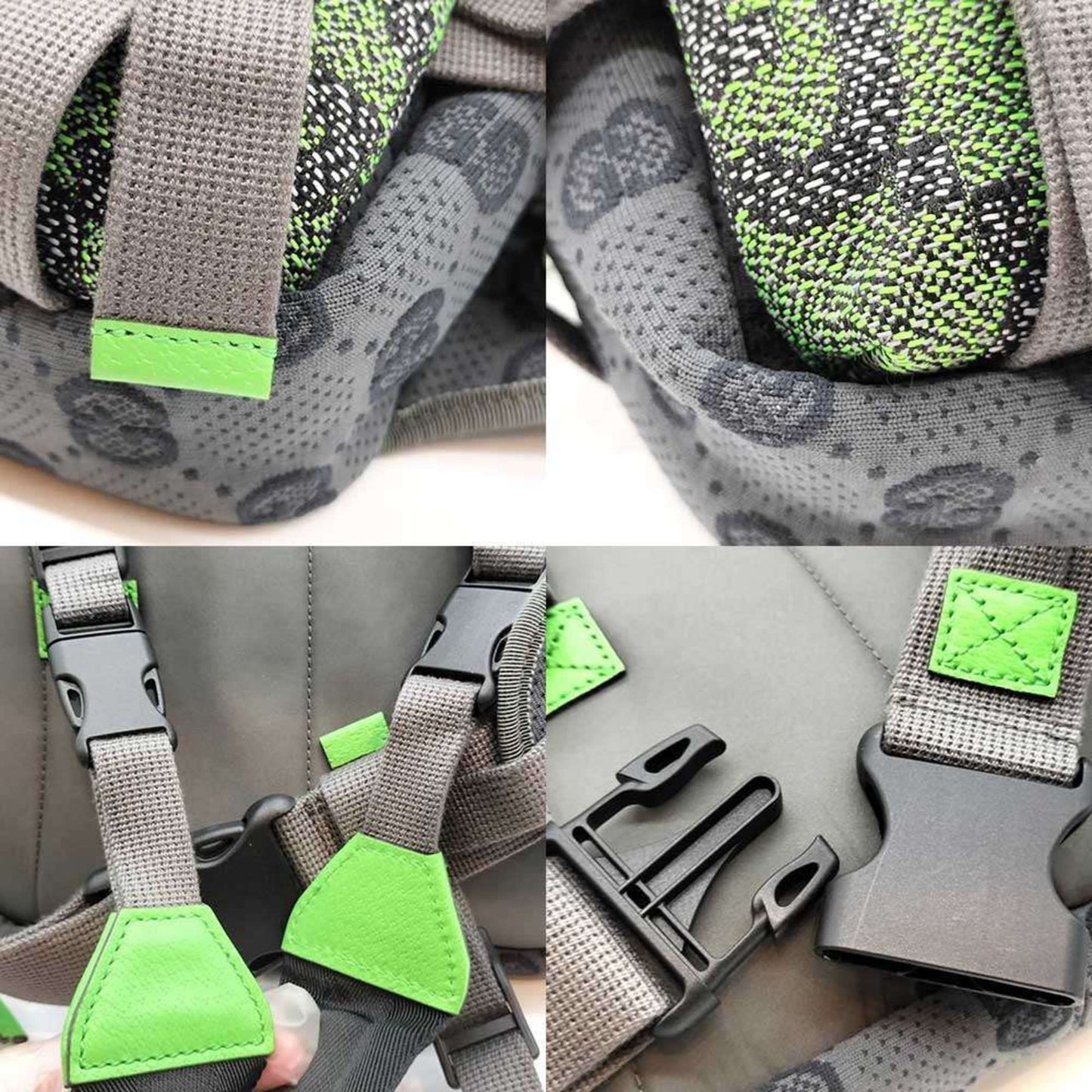 Gucci Gray Green Red Color Nylon Backpack Fanny Pack ( )