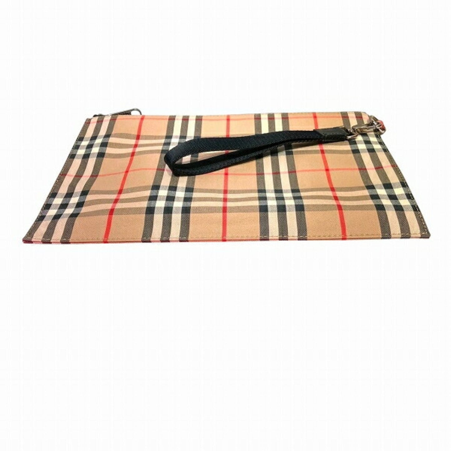 Burberry Beige Brown Canvas Leather Clutch Bag ( )