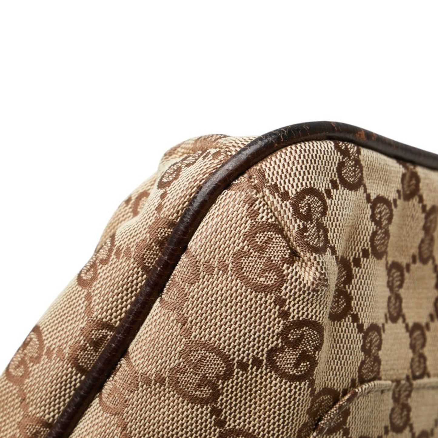 Gucci Beige Brown Canvas Leather Shoulder Bag ( )
