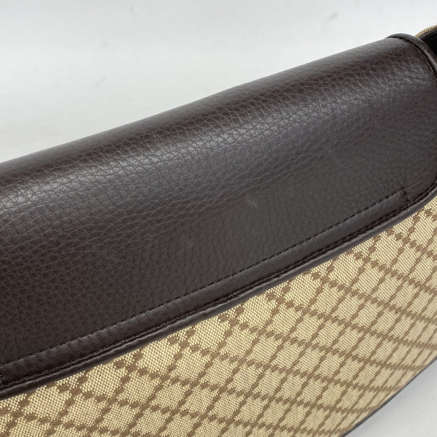 Gucci Brown Canvas Leather Shoulder Bag ( )