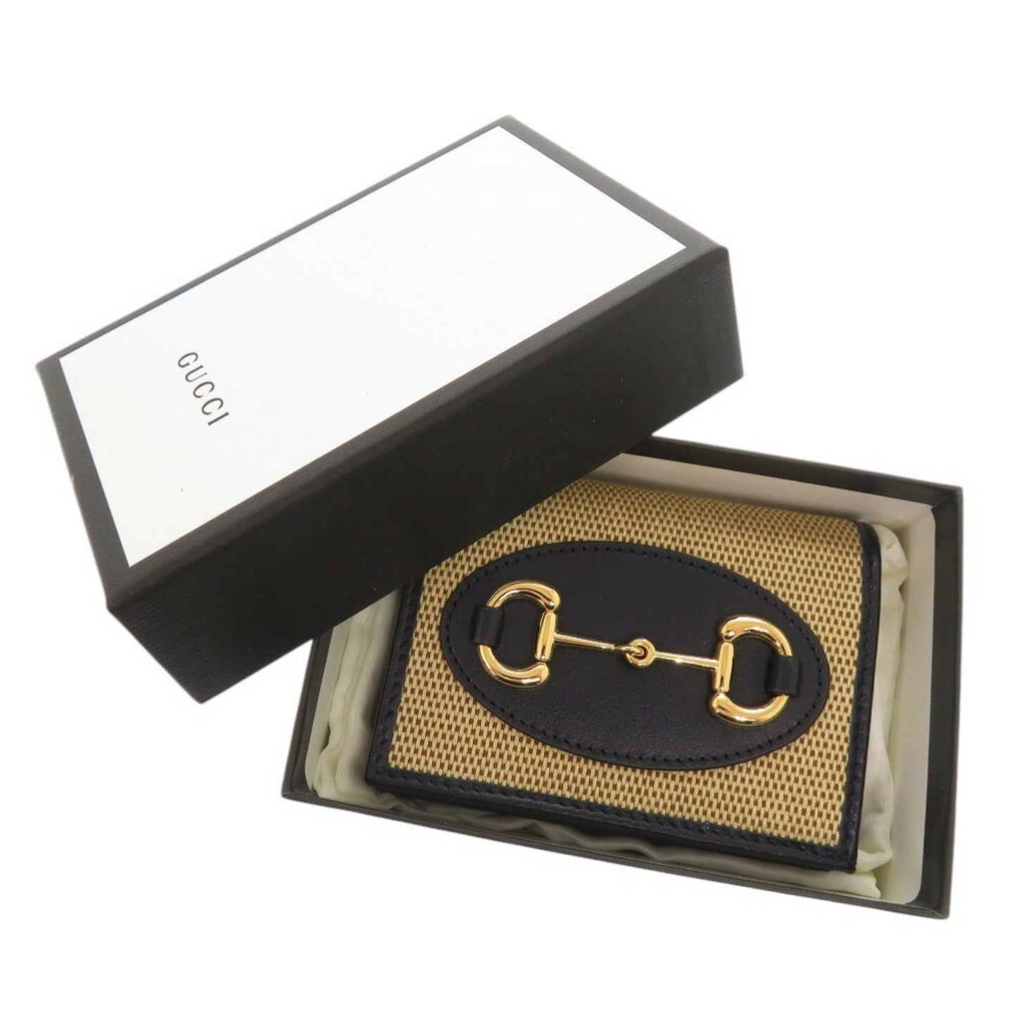 Gucci Beige Navy Canvas Leather Wallet (Bi-Fold) ( )
