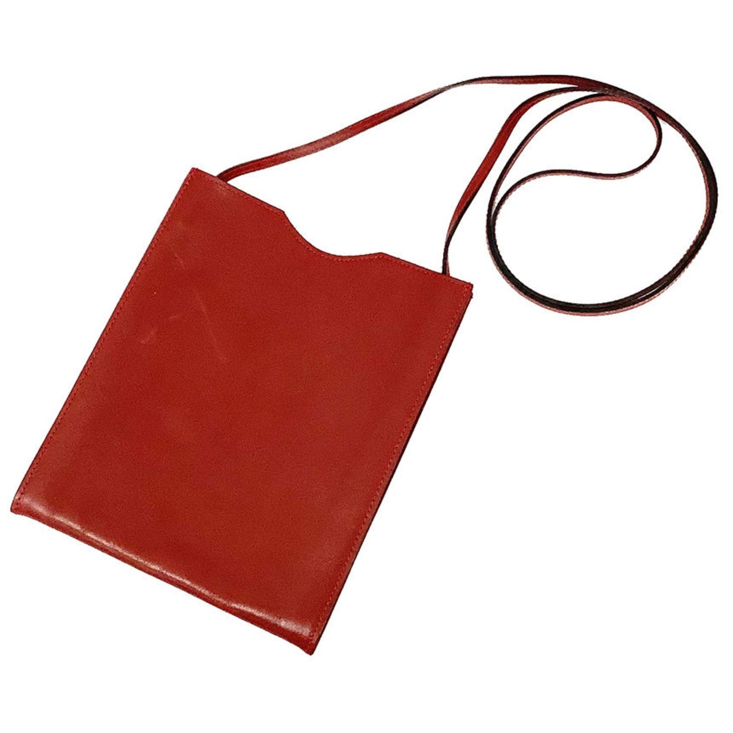 Hermes Onimaitou Bordeaux Red Color Box Calf Leather Pochette Shoulder Bag ( )