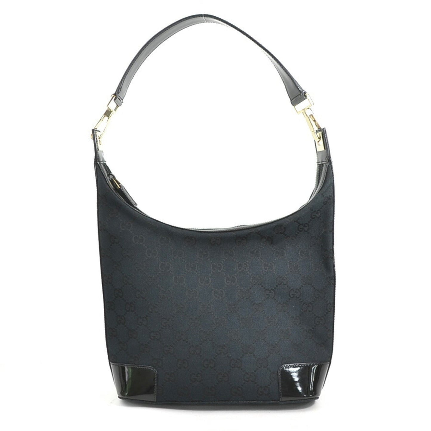 Gucci Black Gg Canvas Patent Leather Shoulder Bag ( )