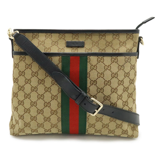 Gucci Gg Canvas Beige Black Green Khaki Red Color Gg Canvas Leather Shoulder Bag ( )