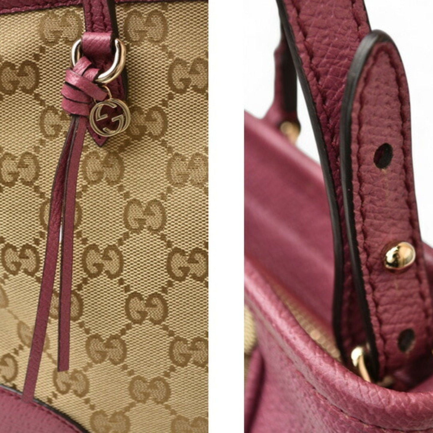 Gucci Beige Pink Gg Canvas Leather Handbag Shoulder Bag ( )
