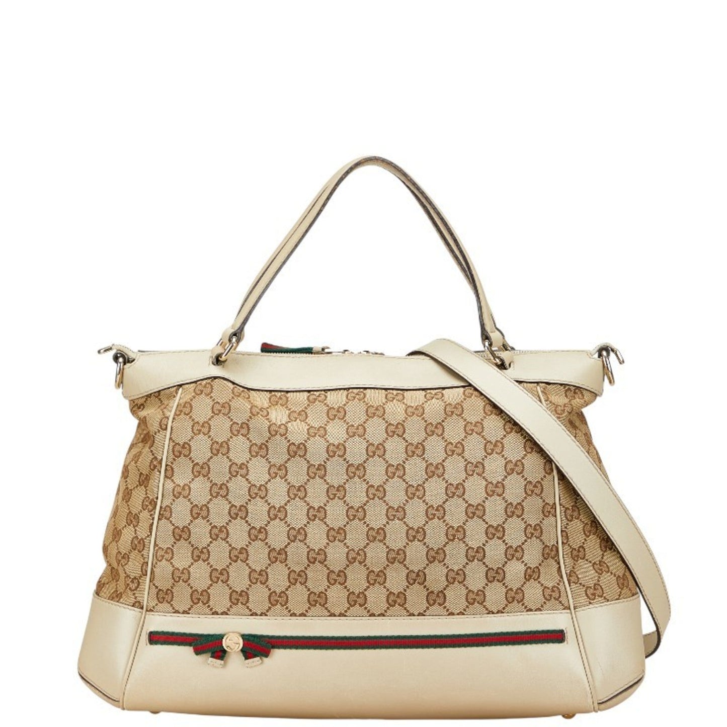 Gucci Gg Canvas Beige Gg Canvas Leather Shoulder Bag Tote Bag ( )