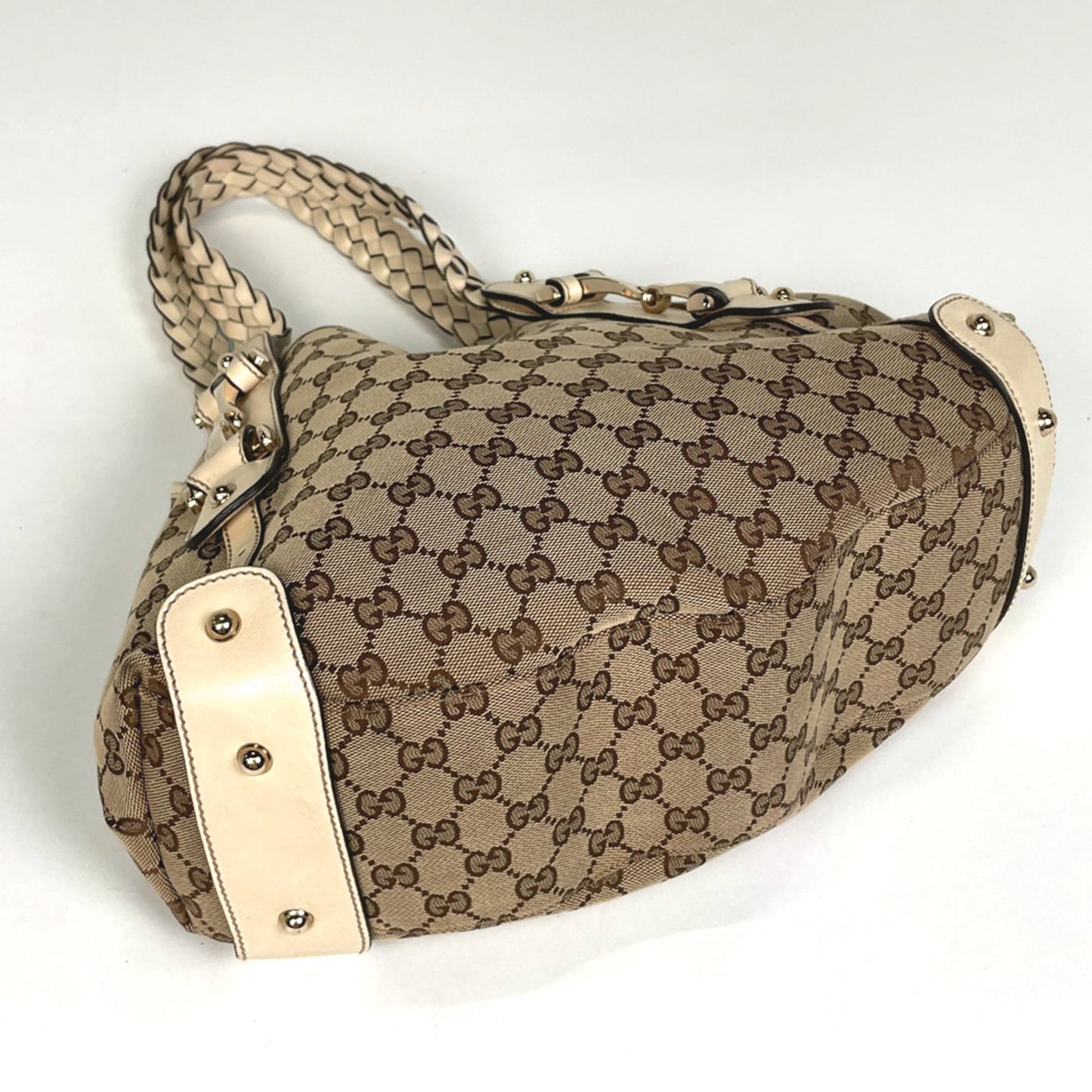 Gucci Horsebit Beige Gg Canvas Leather Handbag Shoulder Bag ( )