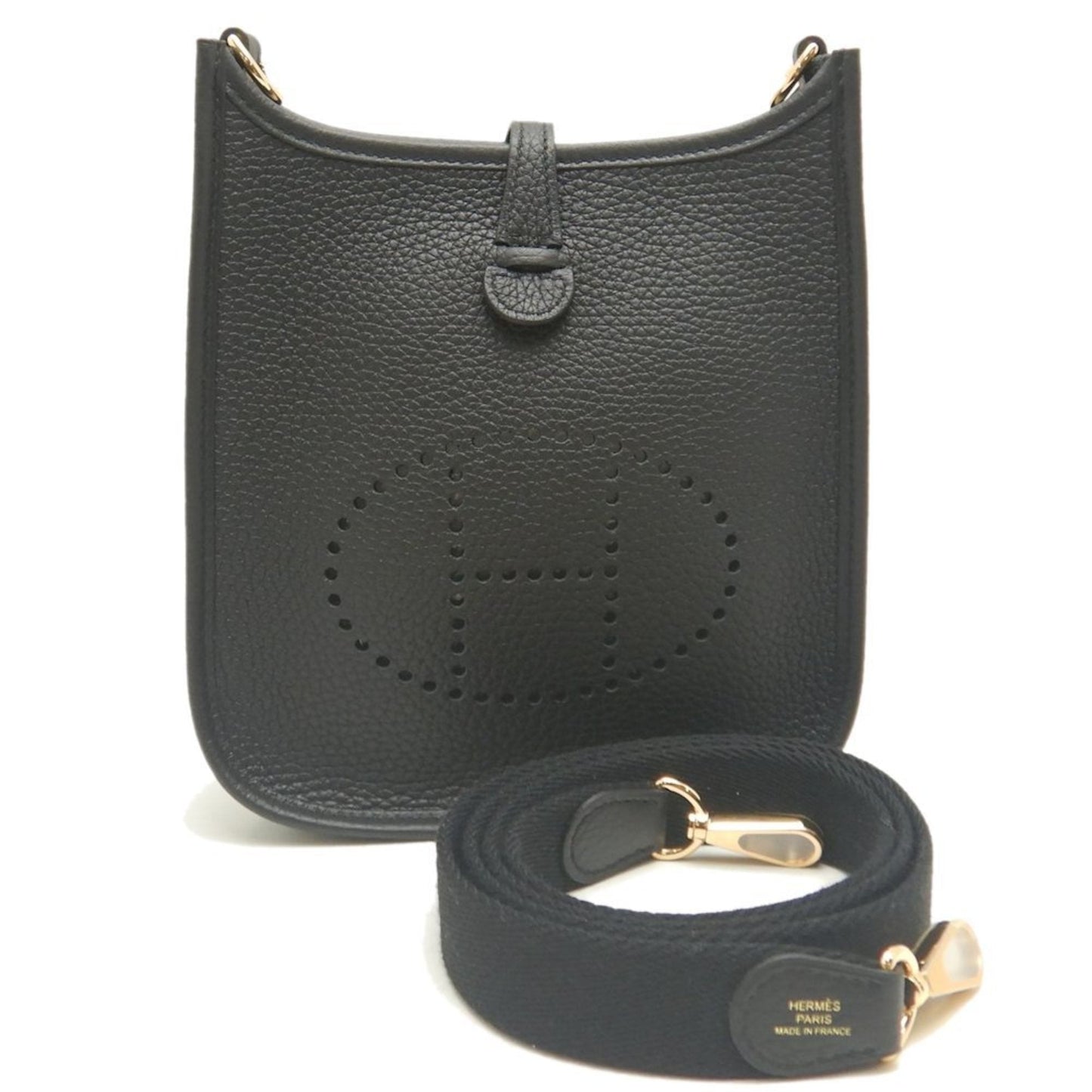 Hermes Evelyne Black Taurillon Clemence Leather Shoulder Bag ( )