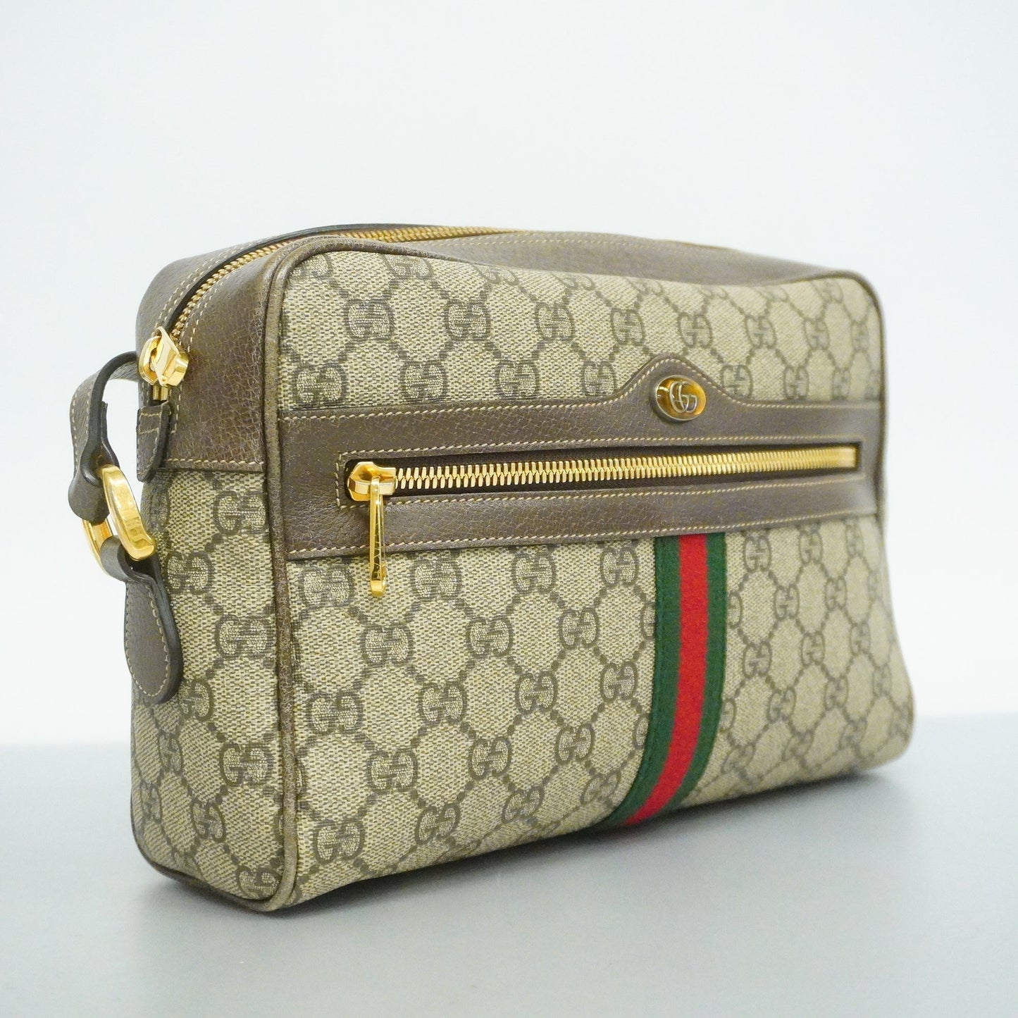GUCCI Auth  Sherry Line Shoulder Bag 517080 GG Supreme,Leather Beige,Brown