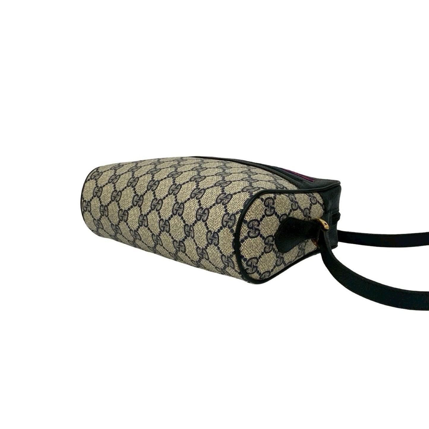 Gucci Navy Red Color Leather Pvc Pochette Shoulder Bag ( )
