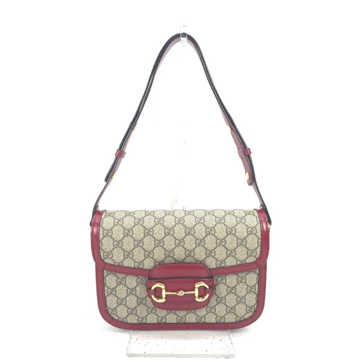 Gucci Beige Red Color Gg Supreme Leather Shoulder Bag ( )