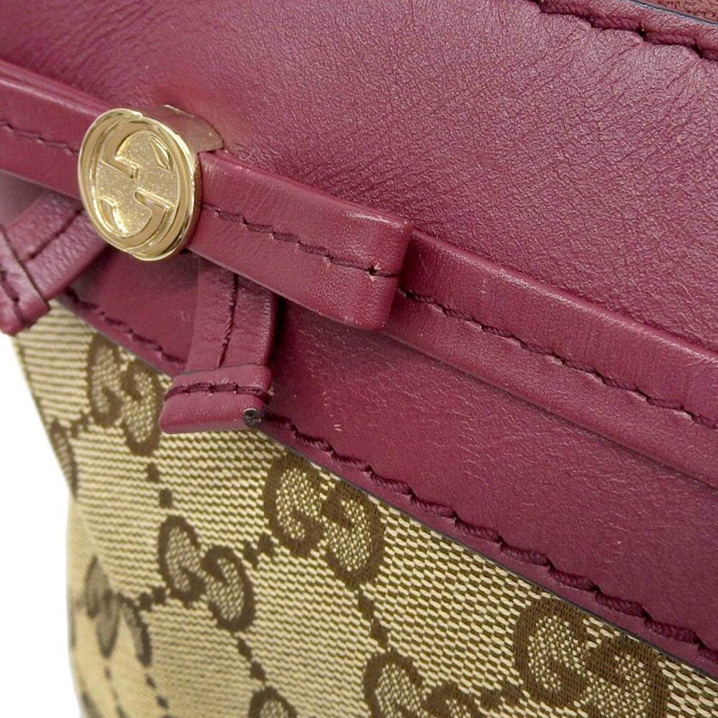 Gucci Beige Red Color Gg Canvas Leather Shoulder Bag ( )