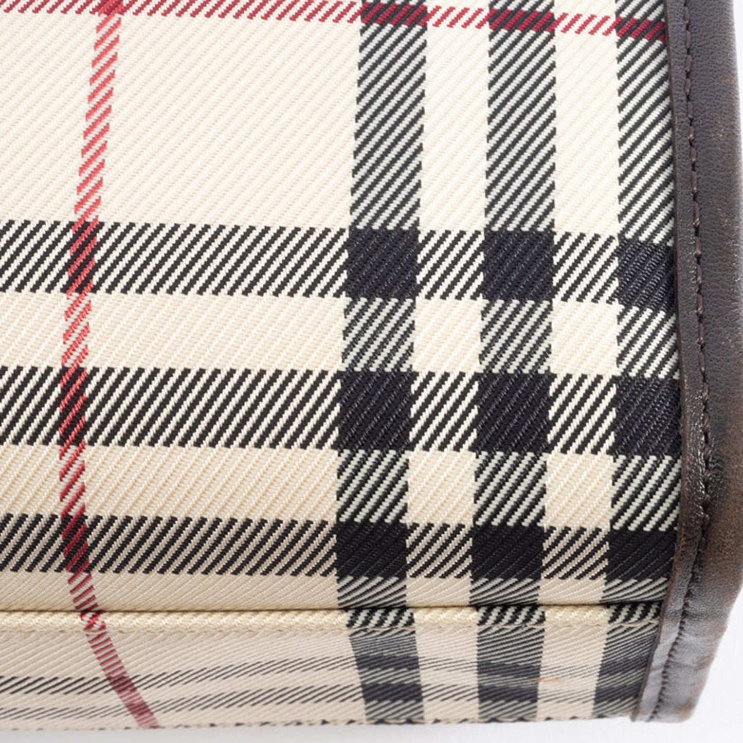 Burberry Beige Brown Canvas Leather Handbag ( )