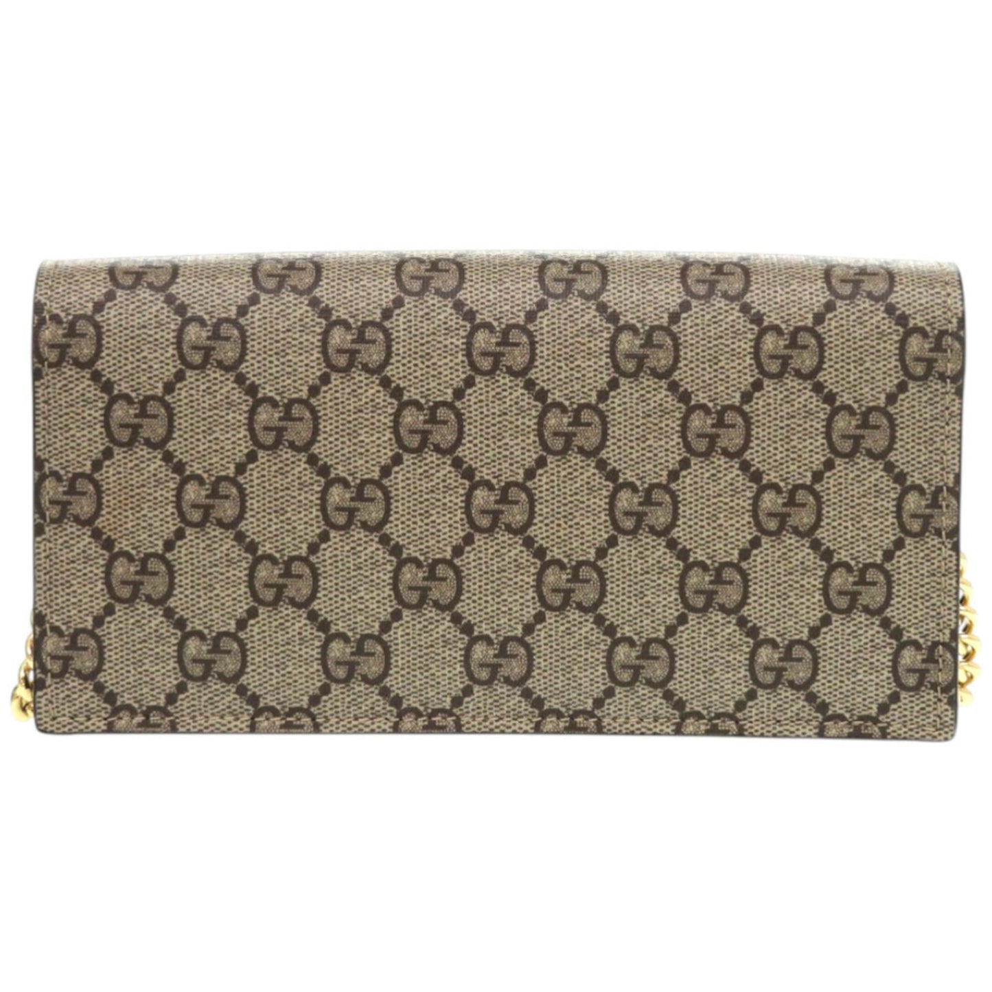 Gucci Beige Brown Multi-Color Gg Supreme Chain/Shoulder Wallet ( )