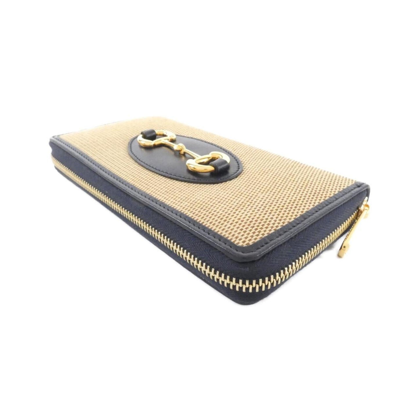 Gucci Beige Navy Canvas Long Wallet (Bi-Fold) ( )