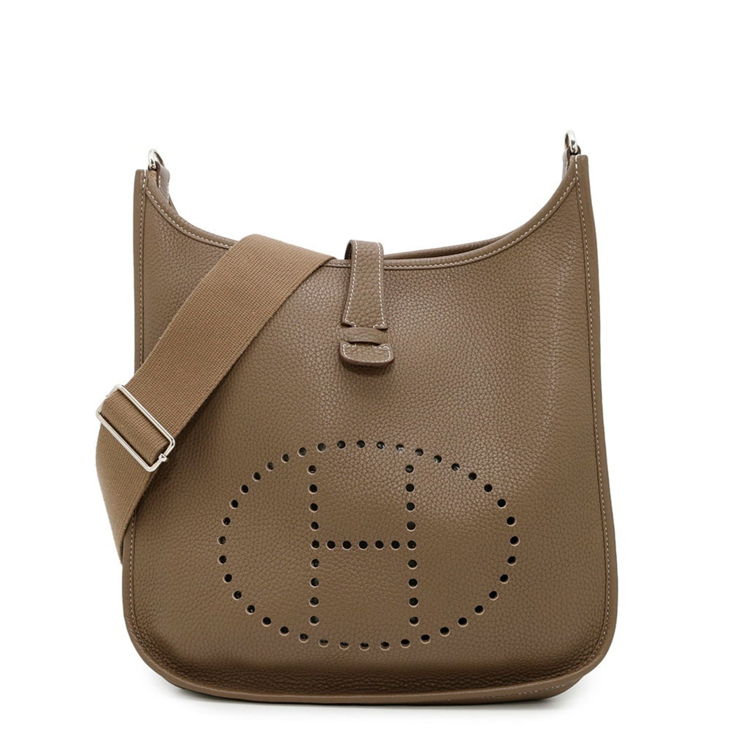 Hermes Etoupe Gray Taurillon Clemence Leather Shoulder Bag ( )