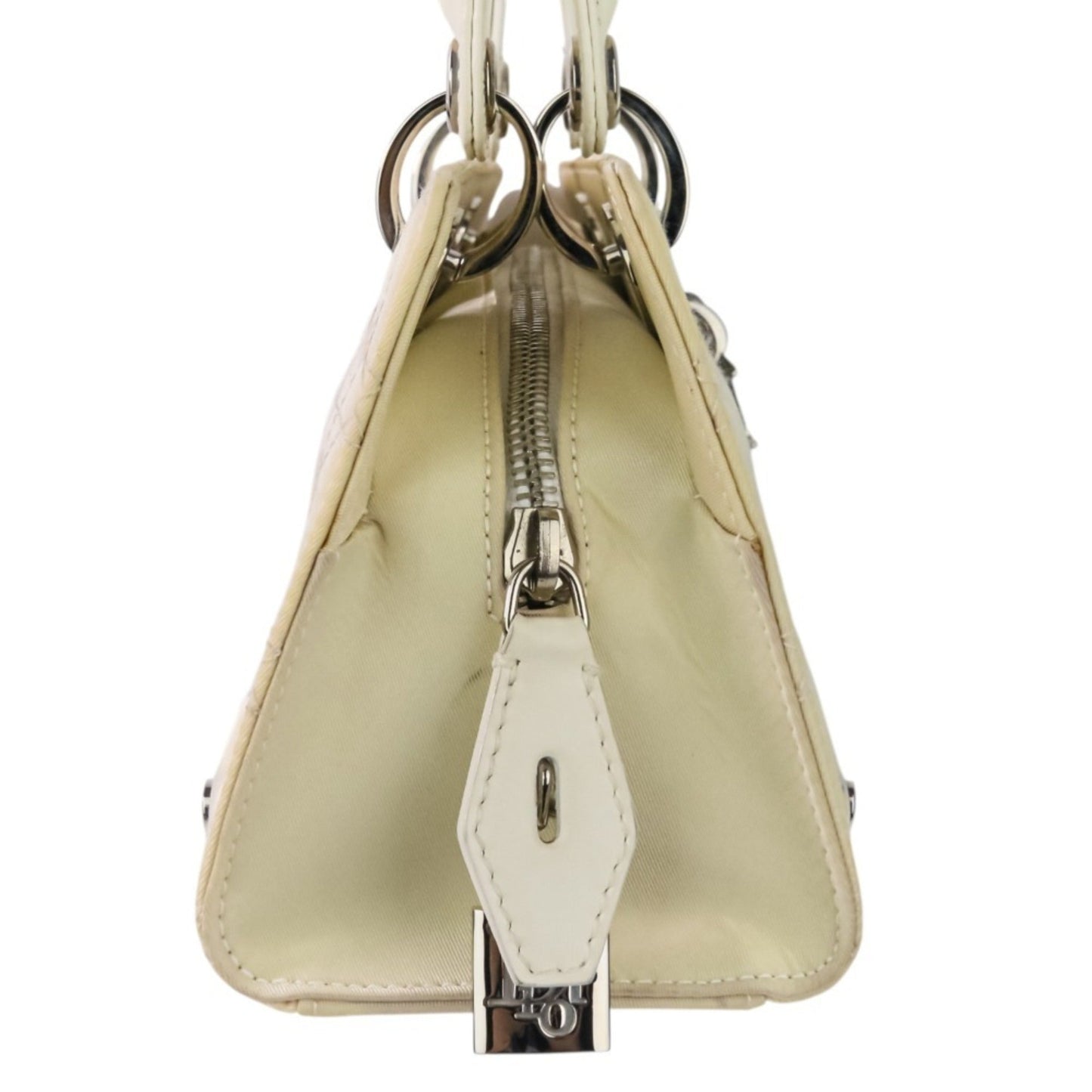 Christian Dior Off-White Nylon Leather Handbag ()