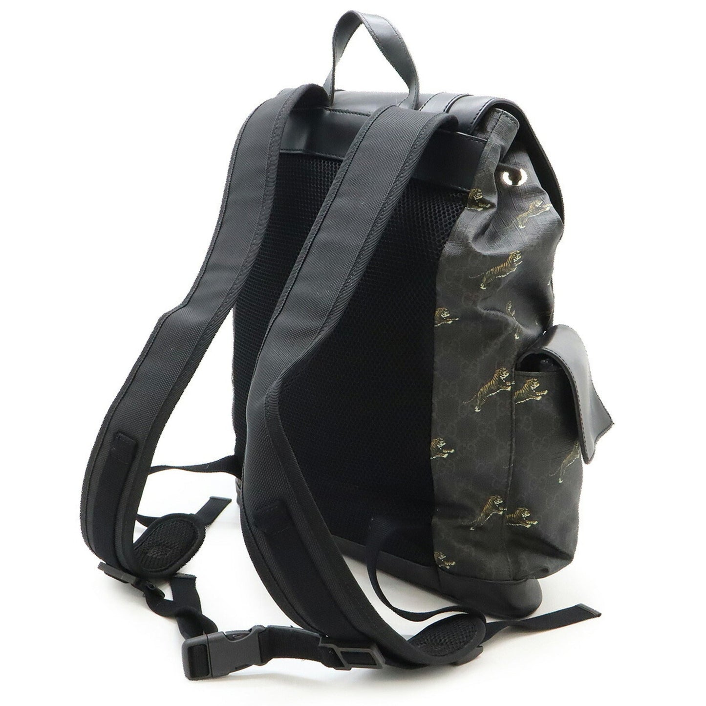 Gucci Sherry Line Black Gray Navy Red Color Pvc Leather Backpack ( )