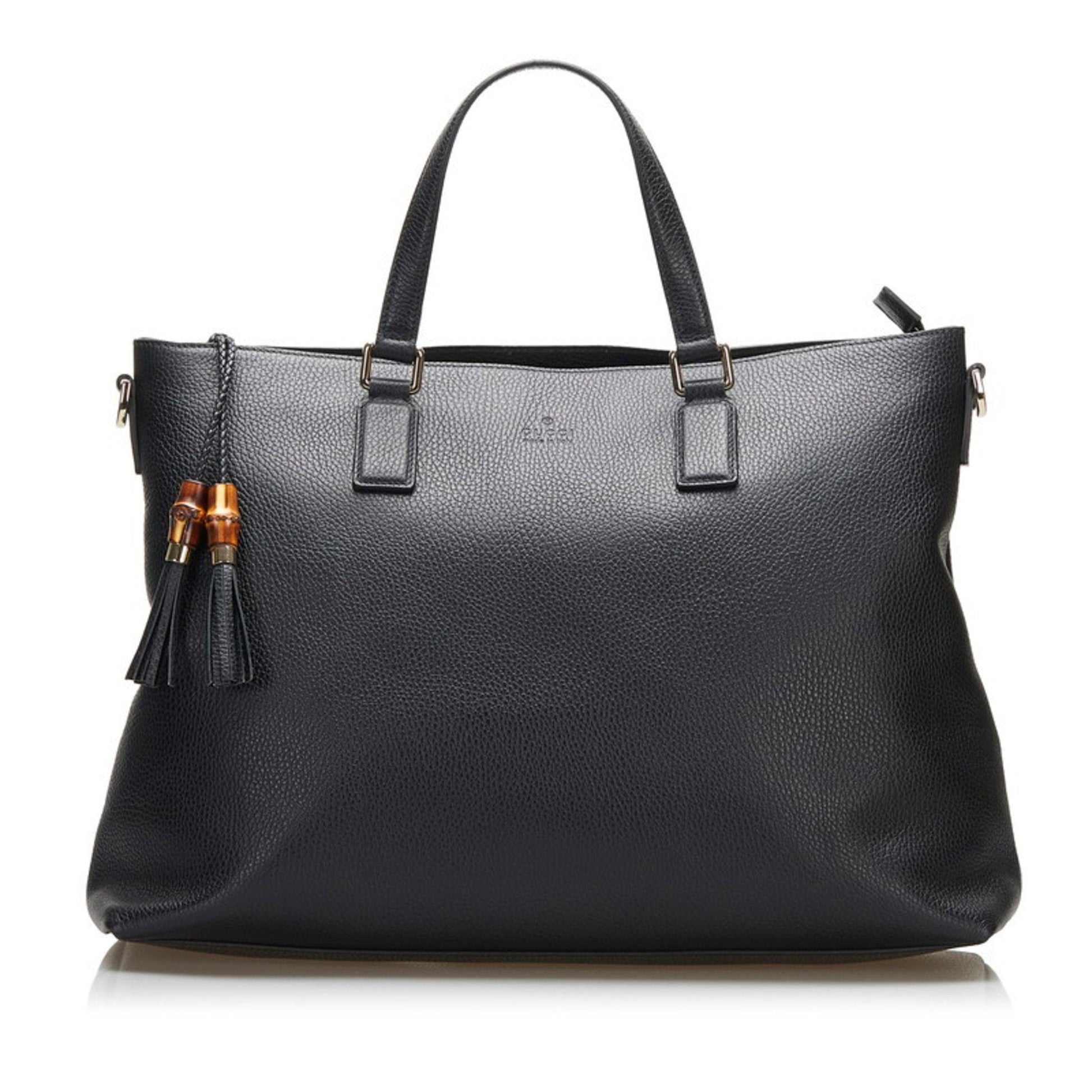 Gucci Bamboo Black Leather Tote Style 5