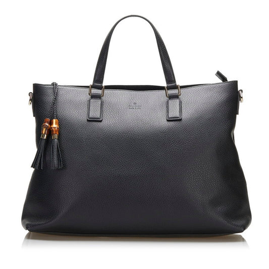 Gucci Bamboo Black Leather Tote Style 5