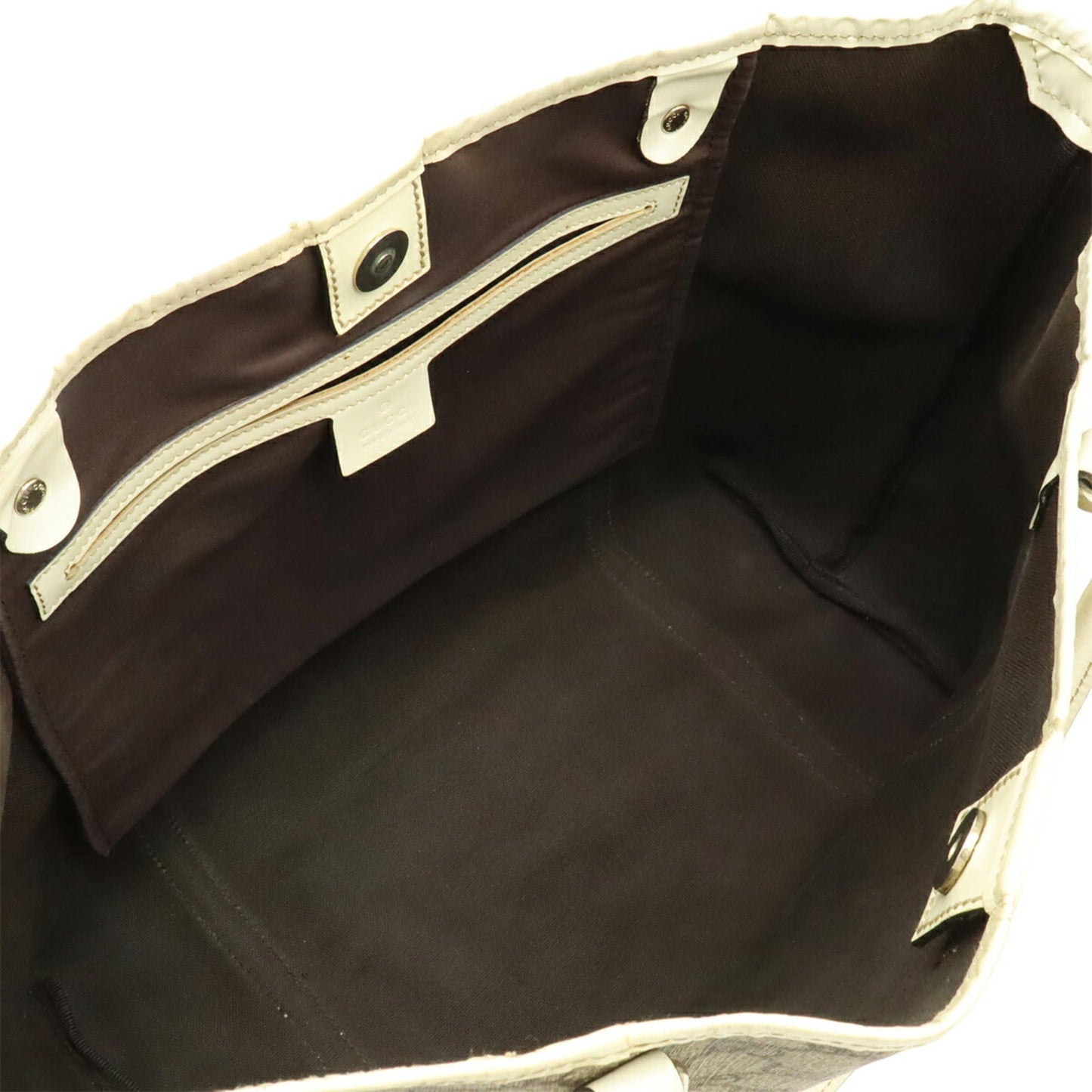 Gucci Dark Beige Ivory Gg Supreme Patent Leather Shoulder Bag Tote Bag ( )