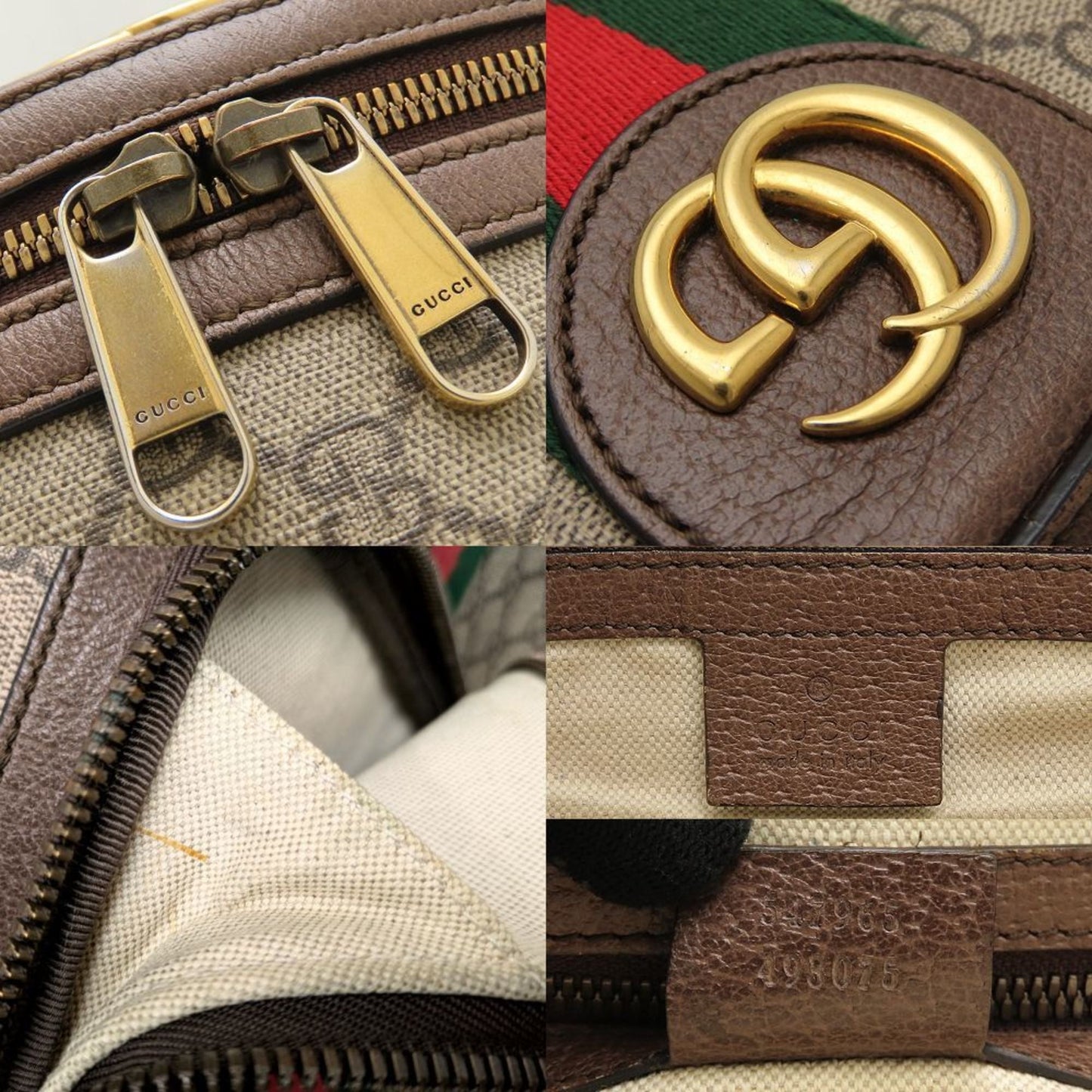 Gucci Beige Brown Gg Supreme Canvas Leather Backpack ( )