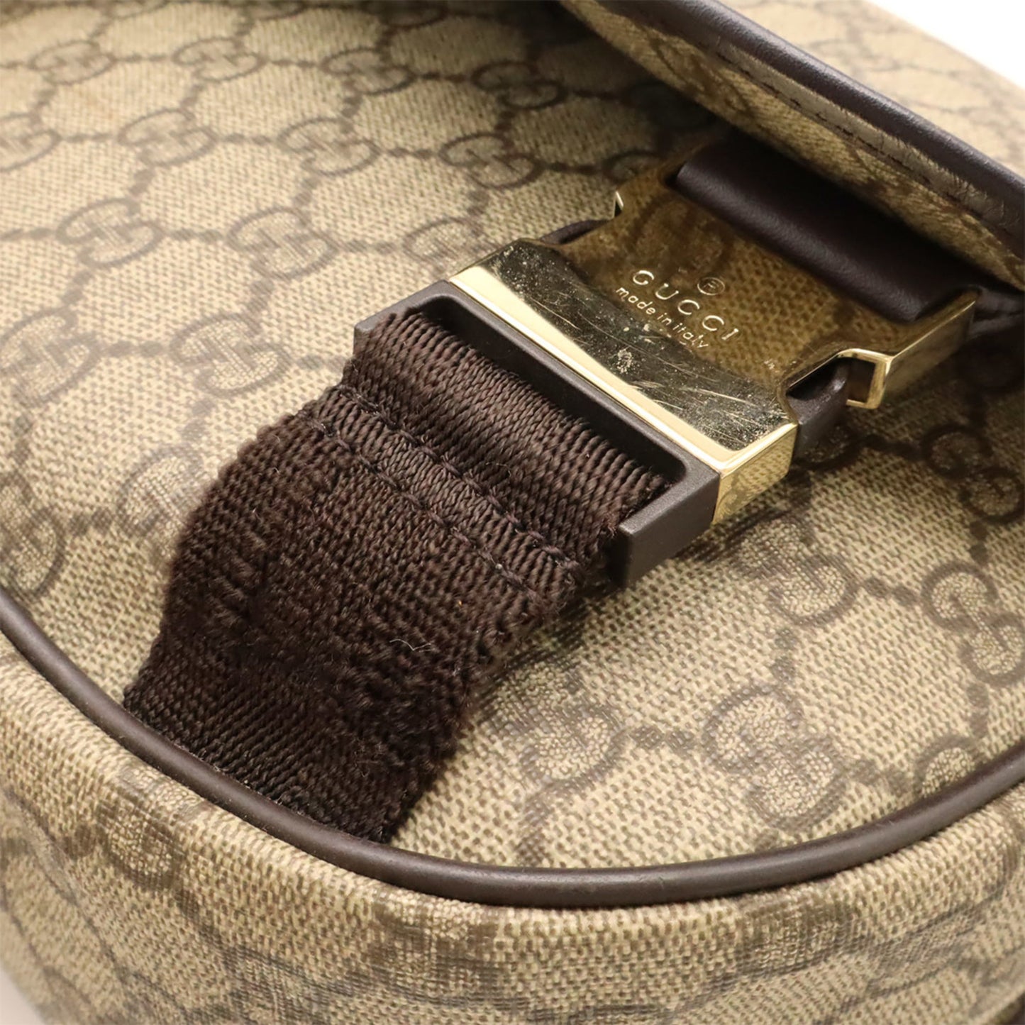 Gucci Beige Dark Brown Gg Supreme Leather Shoulder Bag ( )