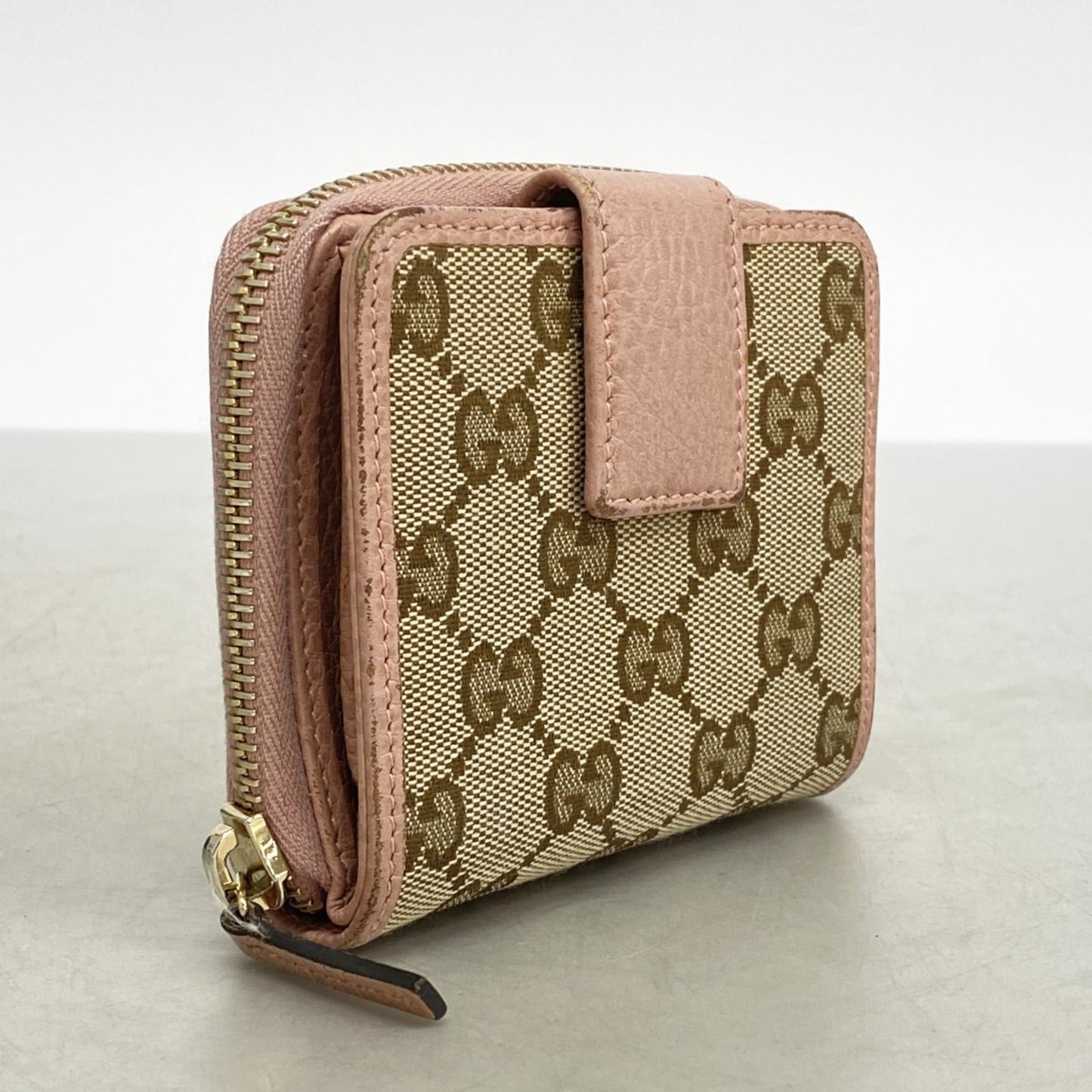 Gucci Beige Pink Canvas Wallet (Bi-Fold) ( )