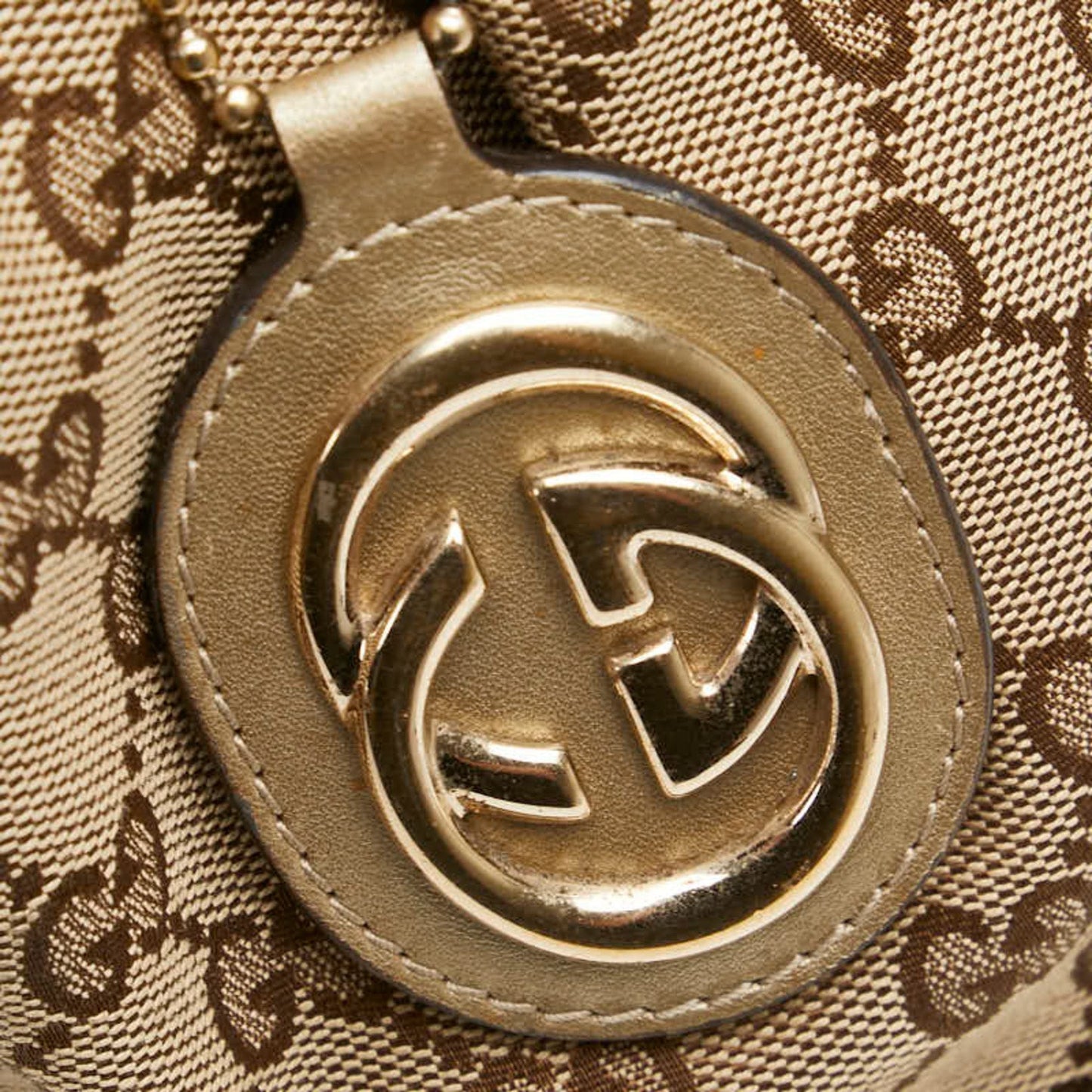 Gucci Gg Canvas Beige Champagne Gold Gg Canvas Leather Handbag Shoulder Bag ( )
