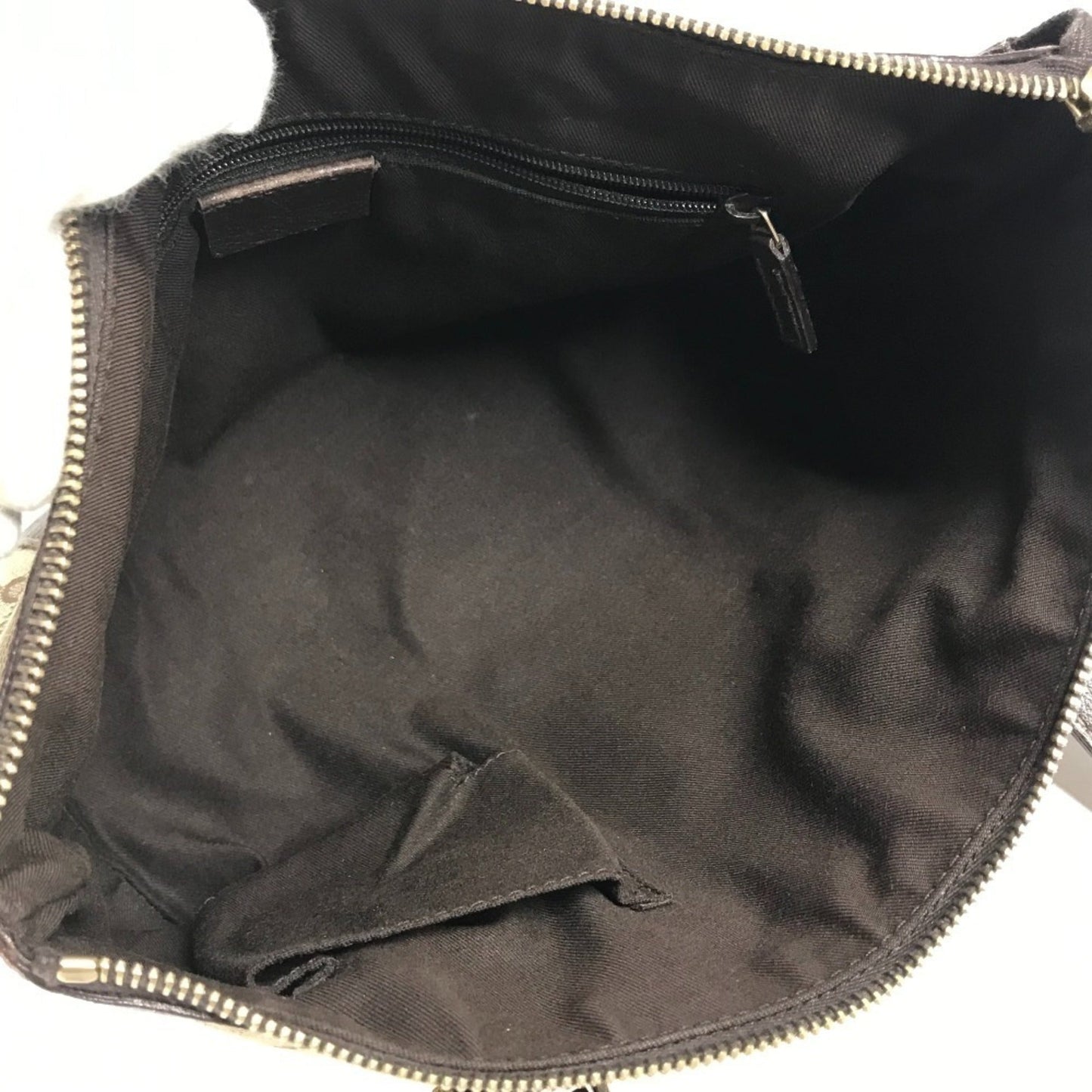 Gucci Beige Dark Brown Gg Canvas Leather Handbag Shoulder Bag Tote Bag ( )