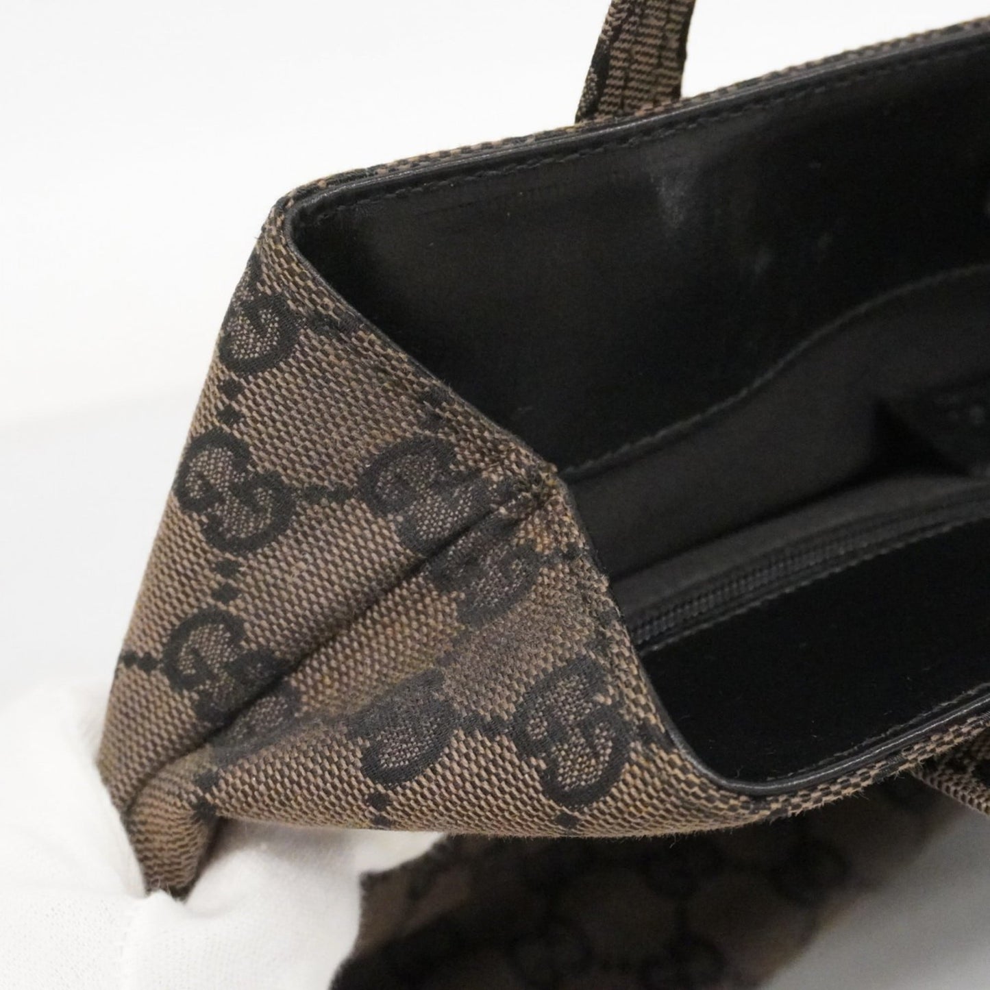 Gucci Black Brown Canvas Handbag ( )