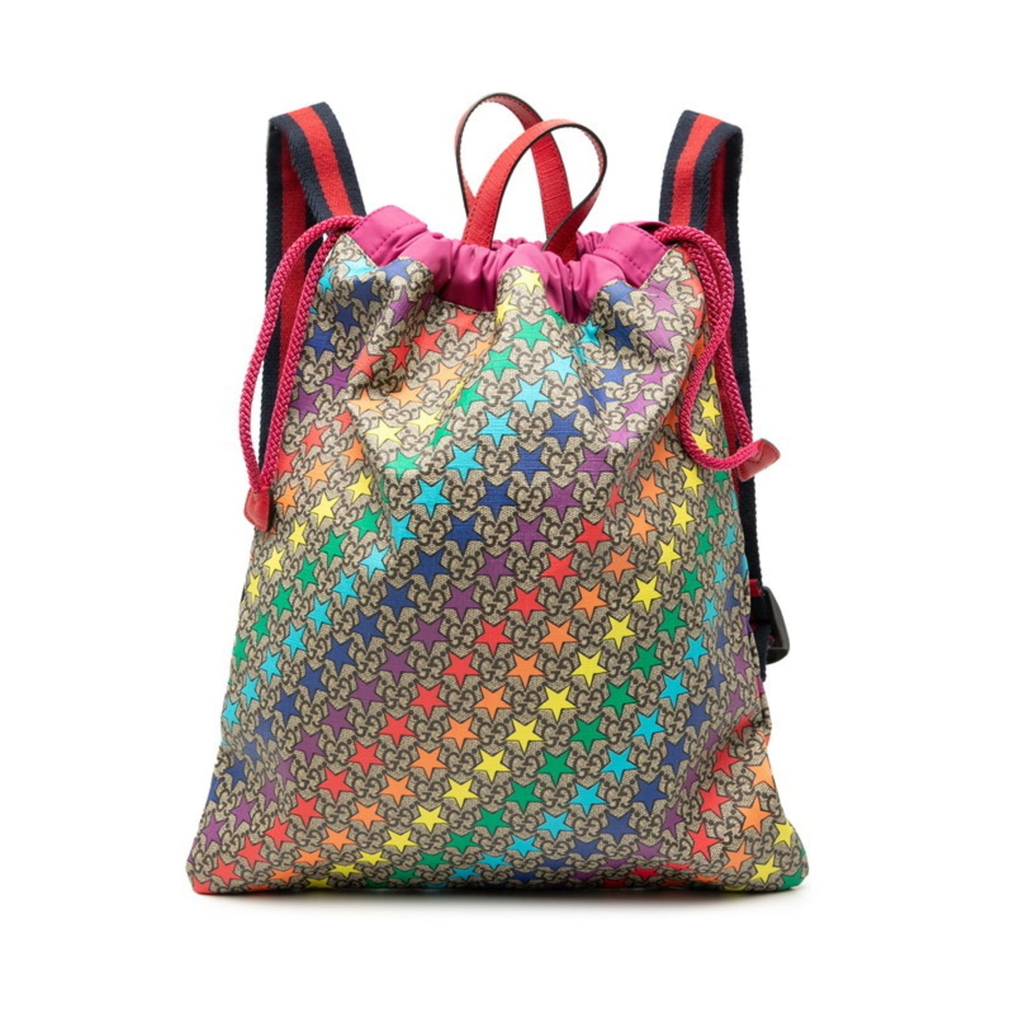 Gucci Brown Multi-Color Pink Pvc Leather Nylon Backpack ( )