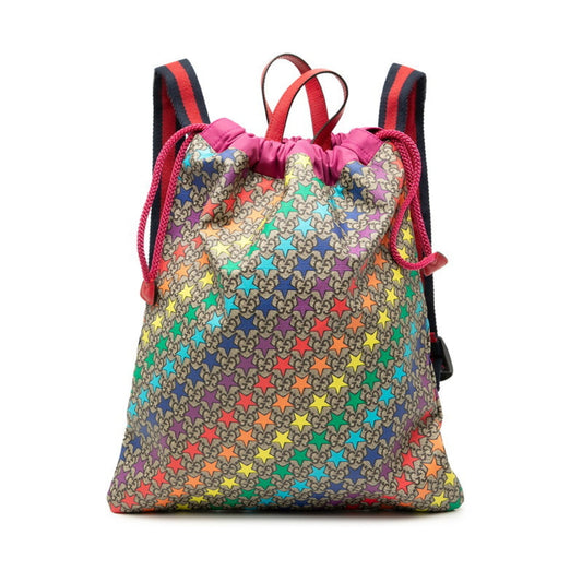 Gucci Brown Multi-Color Pink Pvc Leather Nylon Backpack ( )