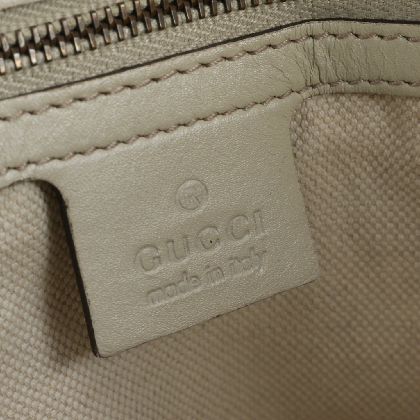 Gucci Beige Leather Canvas Shoulder Bag ( )