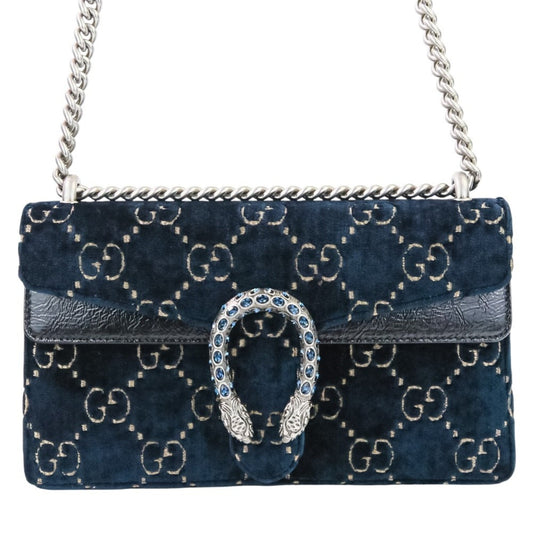 Gucci Navy Velvet Shoulder Bag ( )